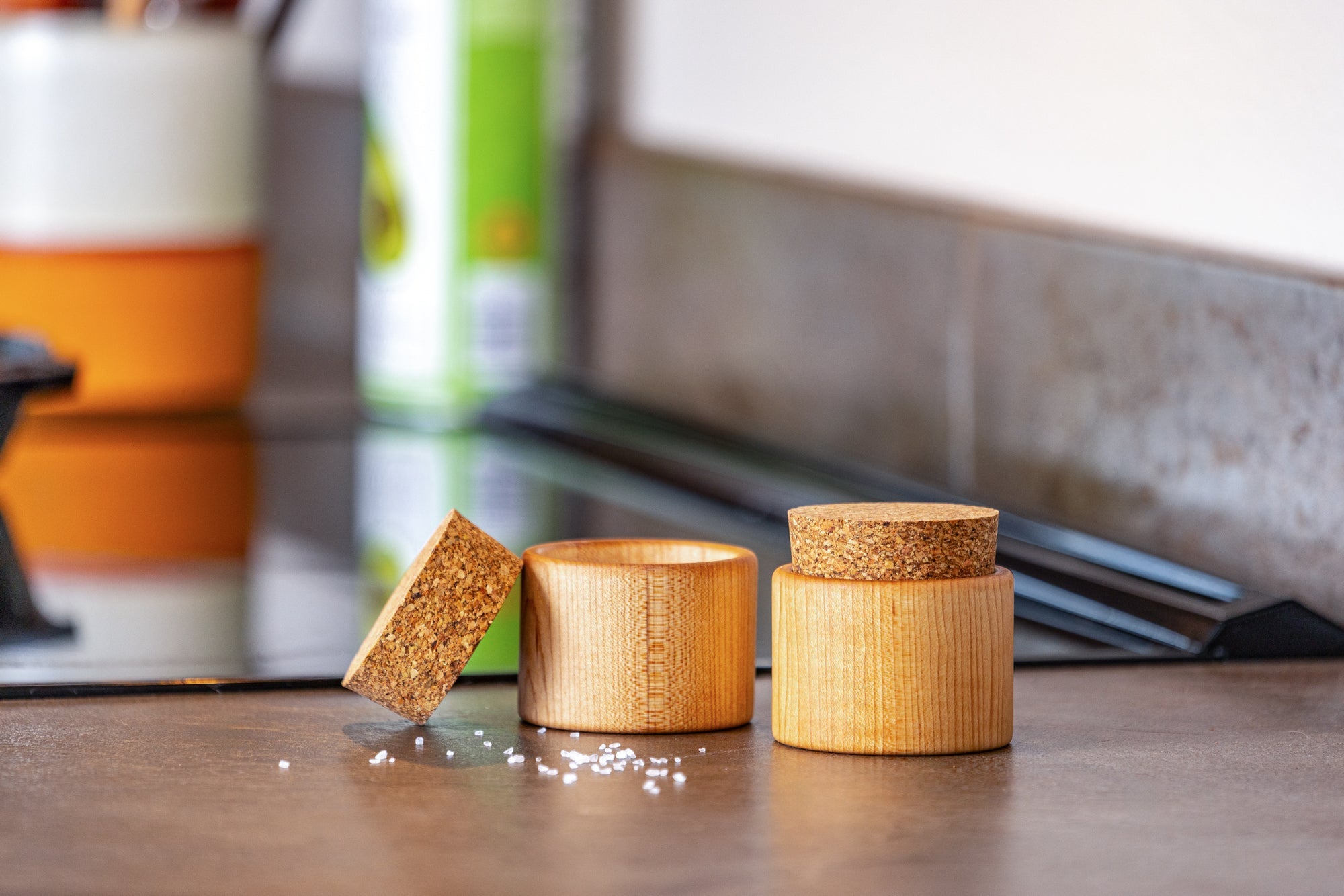 Premium Wooden Salt Cup - Handcrafted Natural Bamboo Salt Holder for Kitchen & Dining Table - Perfect for Himalayan Salt, Sea Salt & Spice Storage