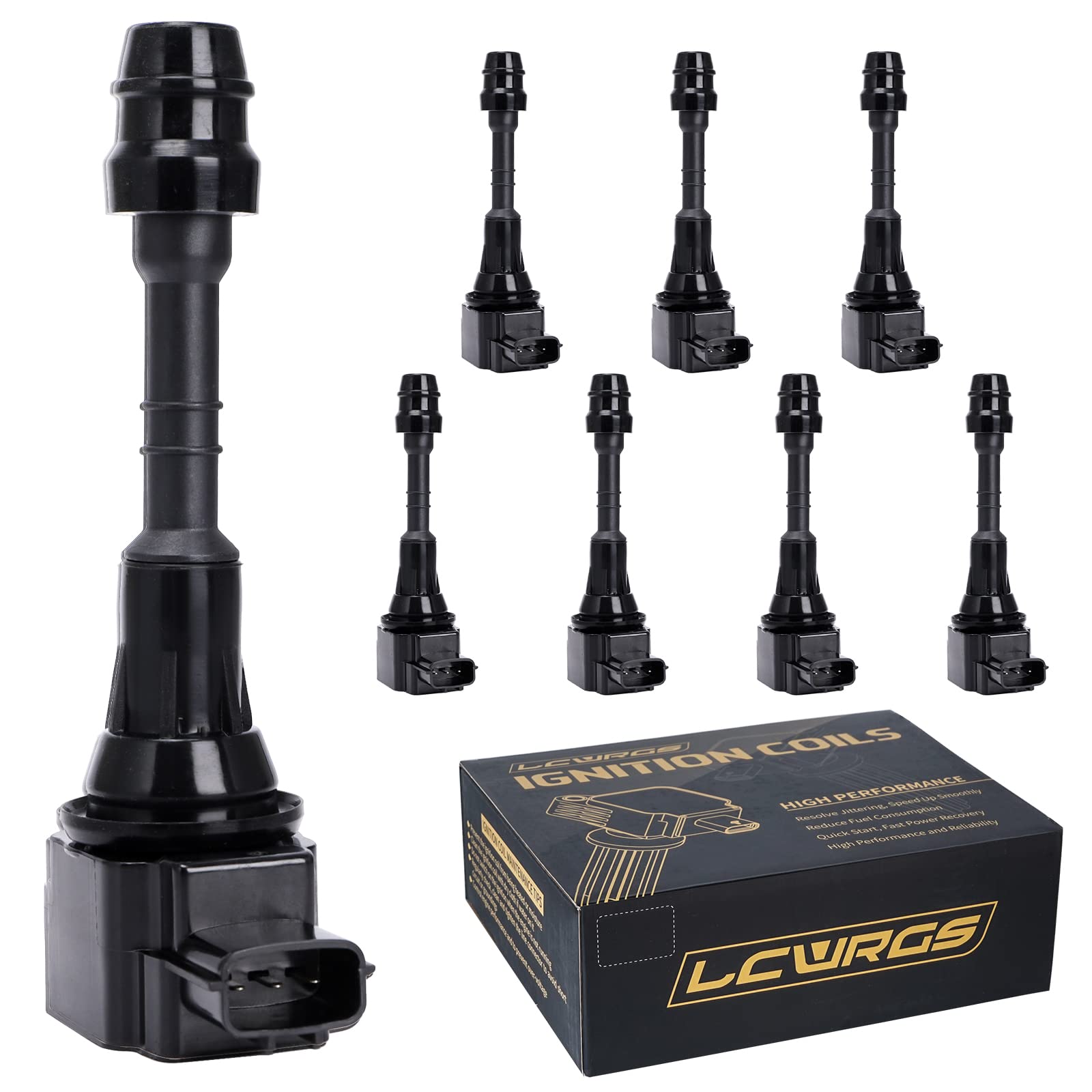 8-Piece Ignition Coil Pack Set Compatible with 2004-2006 Nissan Titan 5.6L V8, Armada, Infiniti QX56 & Pathfinder - Replaces UF510 C1483 - Perfect for Engine Performance & Smooth Acceleration