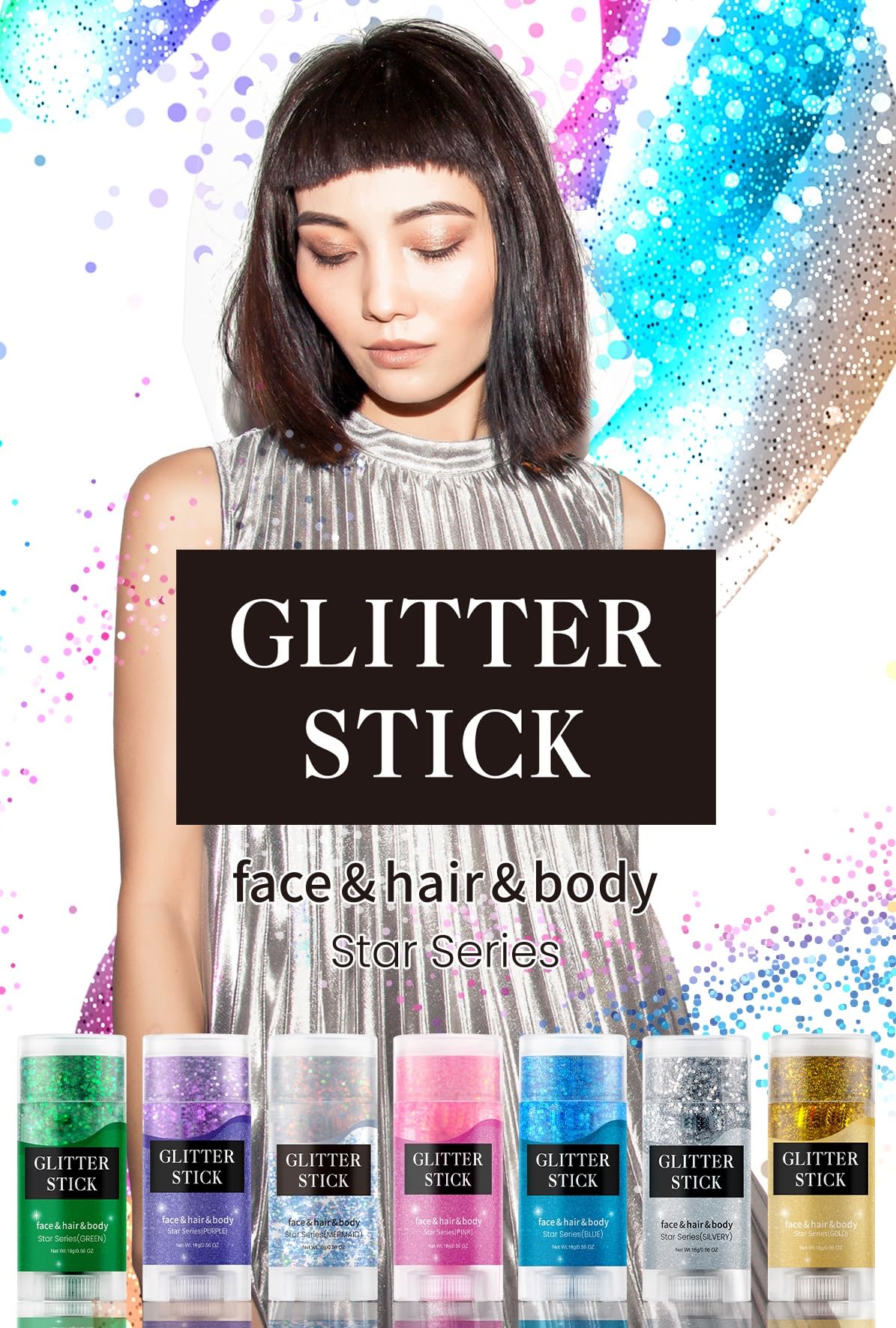 **Blue Holographic Body Glitter Stick - Sparkling Face & Body Glitter Makeup for Women - Perfect for Parties, Festivals, and Cosplay**