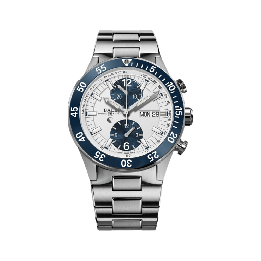 Roadmaster Rescue Chronograph Men's Watch - 42mm White Dial Stainless Steel Waterproof - Perfect for Diving, Swimming & Outdoor Adventures
