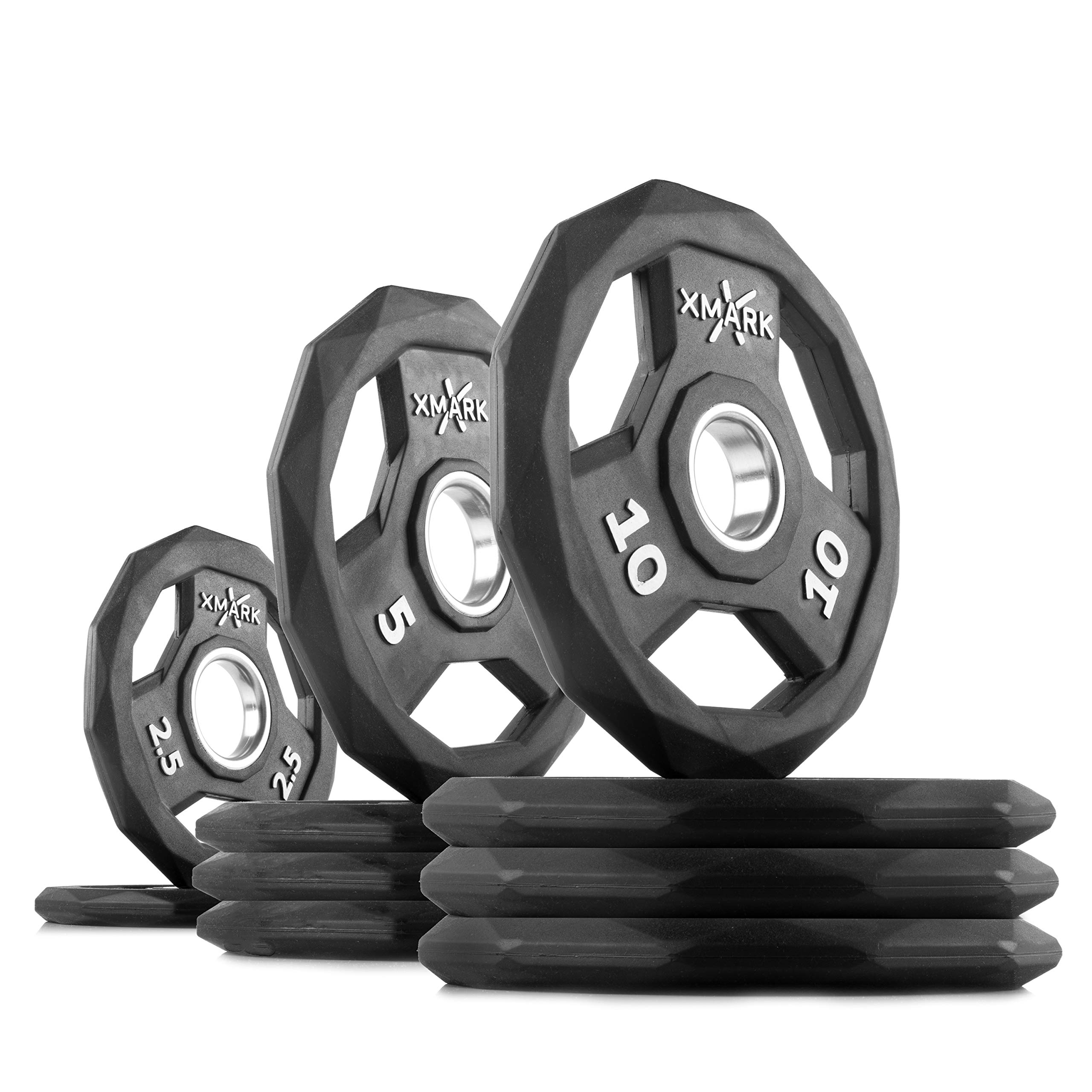 XMark Olympic Weight Set with 7' Olympic Bar & Black Diamond Plates – Premium Barbell Weightlifting Kit for Home Gym & Strength Training