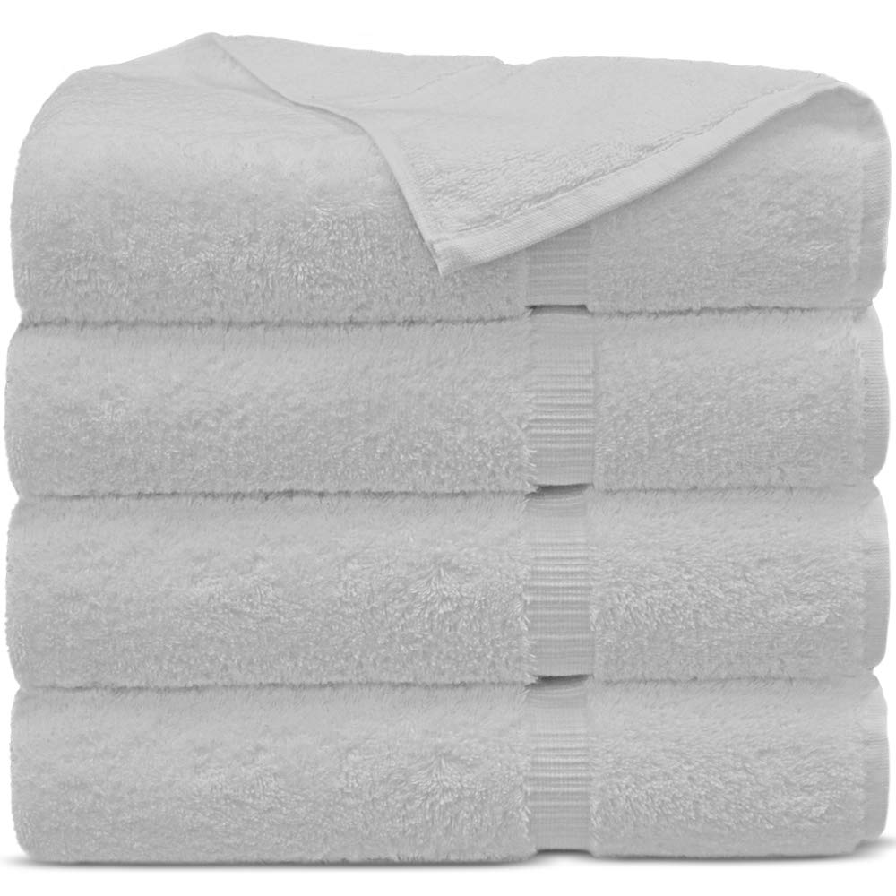 Premium 100% Turkish Cotton Bath Towel Set - Ultra Soft & Absorbent (White, Set of 4) for Spa, Beach & Luxury Bathroom Decor