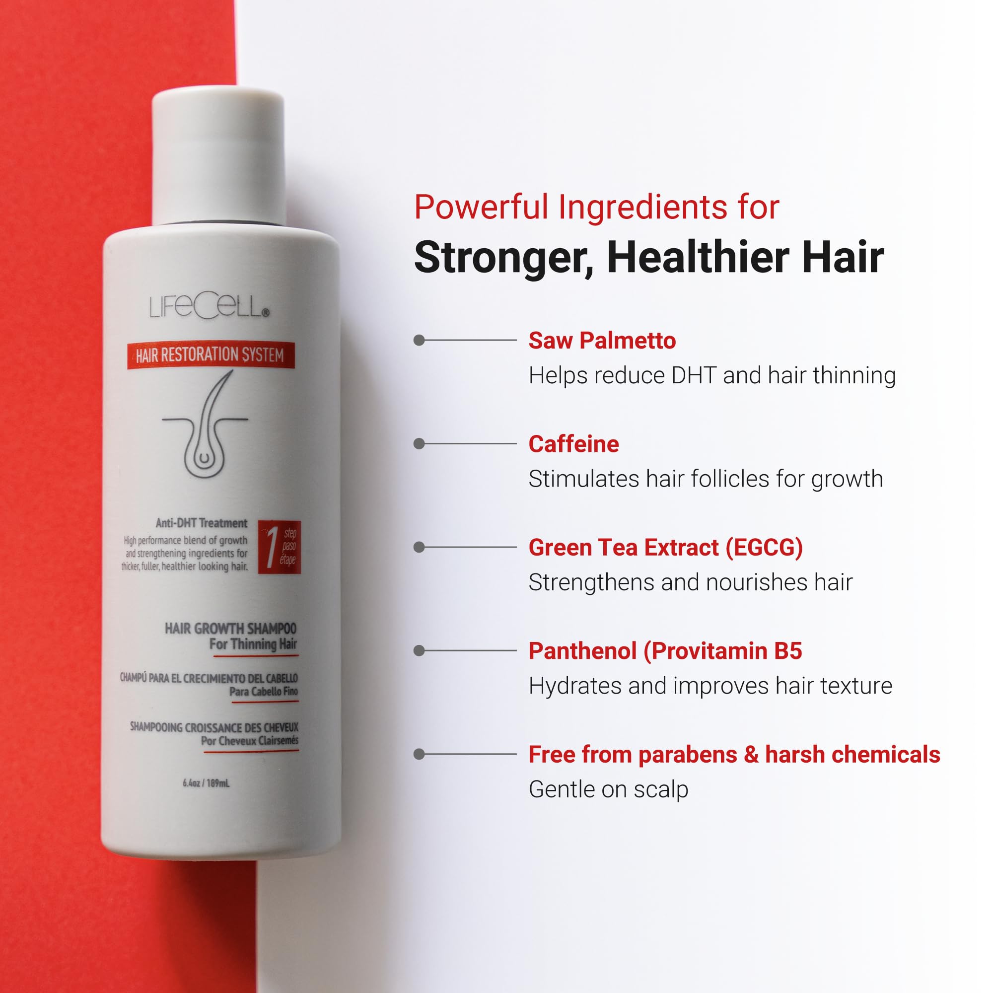 LifeCell Hair Restoration System – Anti-DHT Shampoo & Conditioner for Thicker, Fuller Hair Growth – Strengthens & Revitalizes Hair – Supports Scalp Health – For Men & Women – Perfect for Daily Hair Care & Thinning Hair Solutions