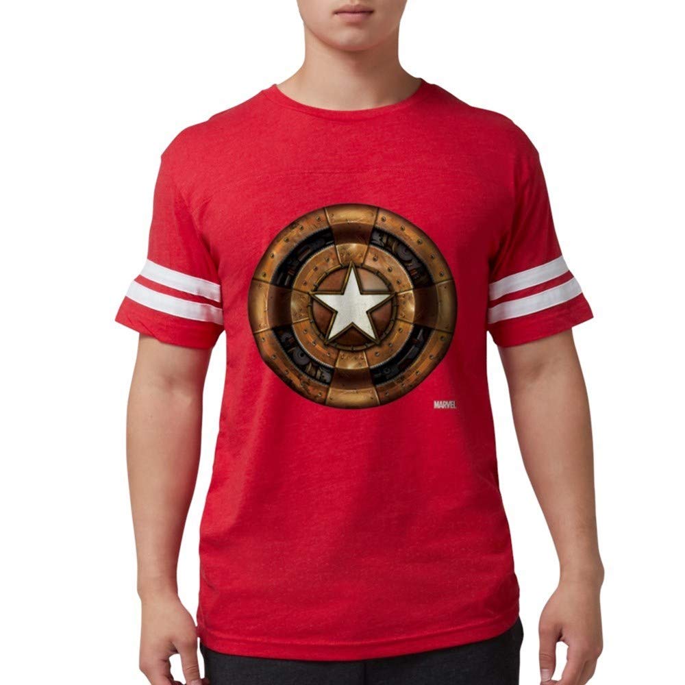Captain America Steampunk Shield Men's Football Shirt - Vintage Superhero Graphic Tee for Fans & Collectors | Perfect for Game Day, Cosplay & Comic Con