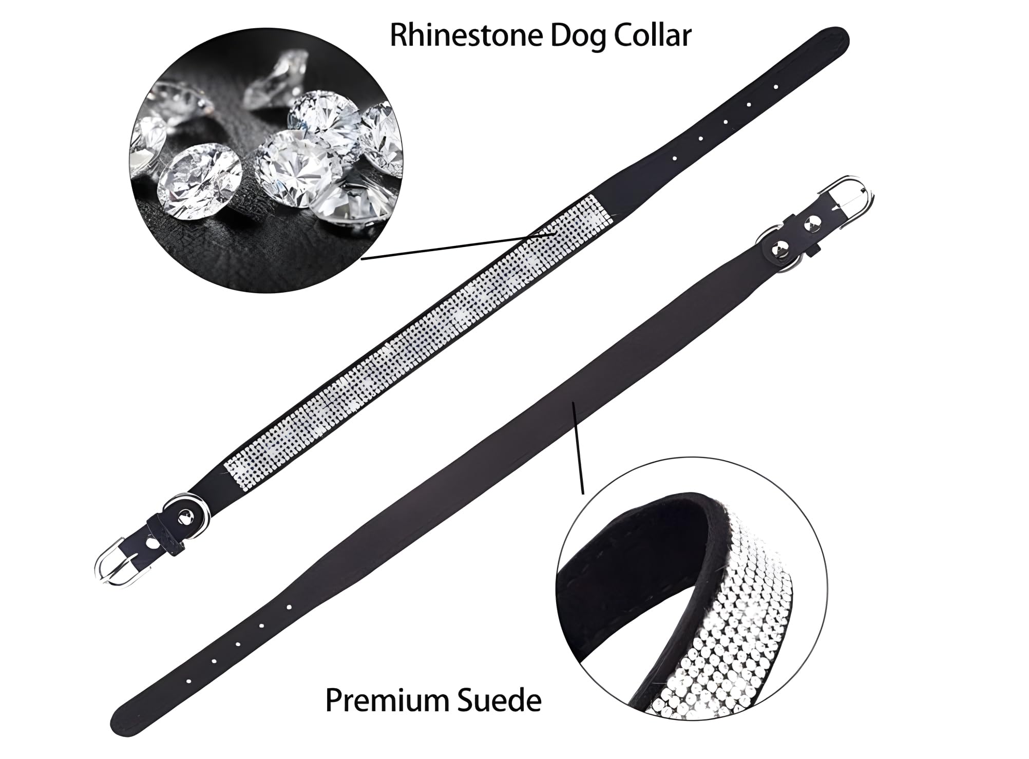 Sparkly Rhinestone Dog Collar for Small Medium Large Dogs - Adjustable Diamond Pet Collar for Puppies, Cats & Pets - Perfect for Daily Walks, Grooming & Special Occasions