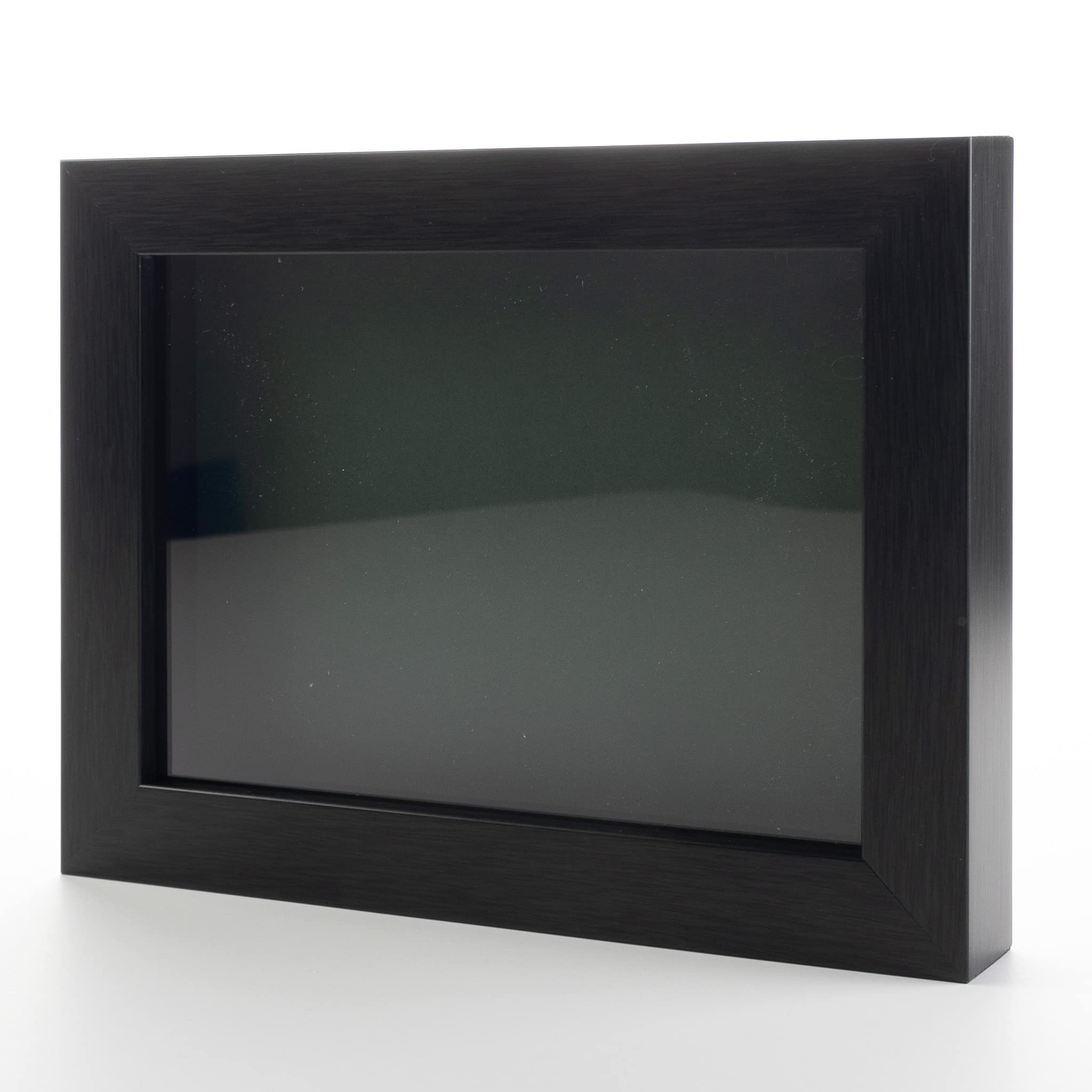 11x14 Charcoal Wood Shadow Box Display Frame with Green Acid-Free Backing & UV Protective Acrylic - 3/4