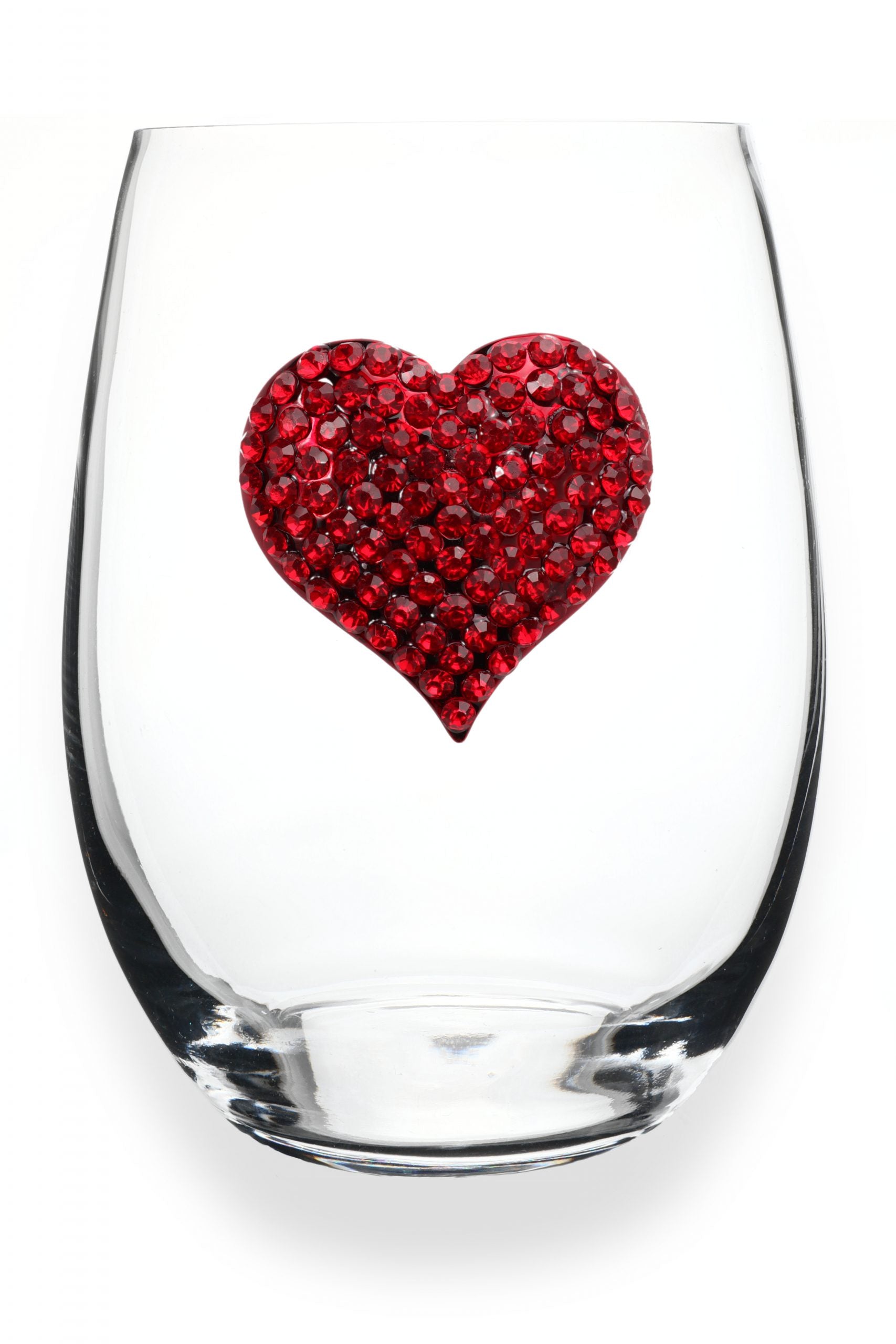 Red Heart Stemless Wine Glass - Elegant Queen's Jewels Collection - Perfect for Valentine's Day, Weddings & Romantic Dinners