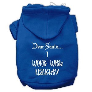 Dear Santa I Went with Naughty Screen Print Pet Hoodie - Funny Christmas Dog & Cat Sweater - Cozy Fleece Apparel for Small Medium Large Pets - Perfect for Holiday Photos & Family Gatherings