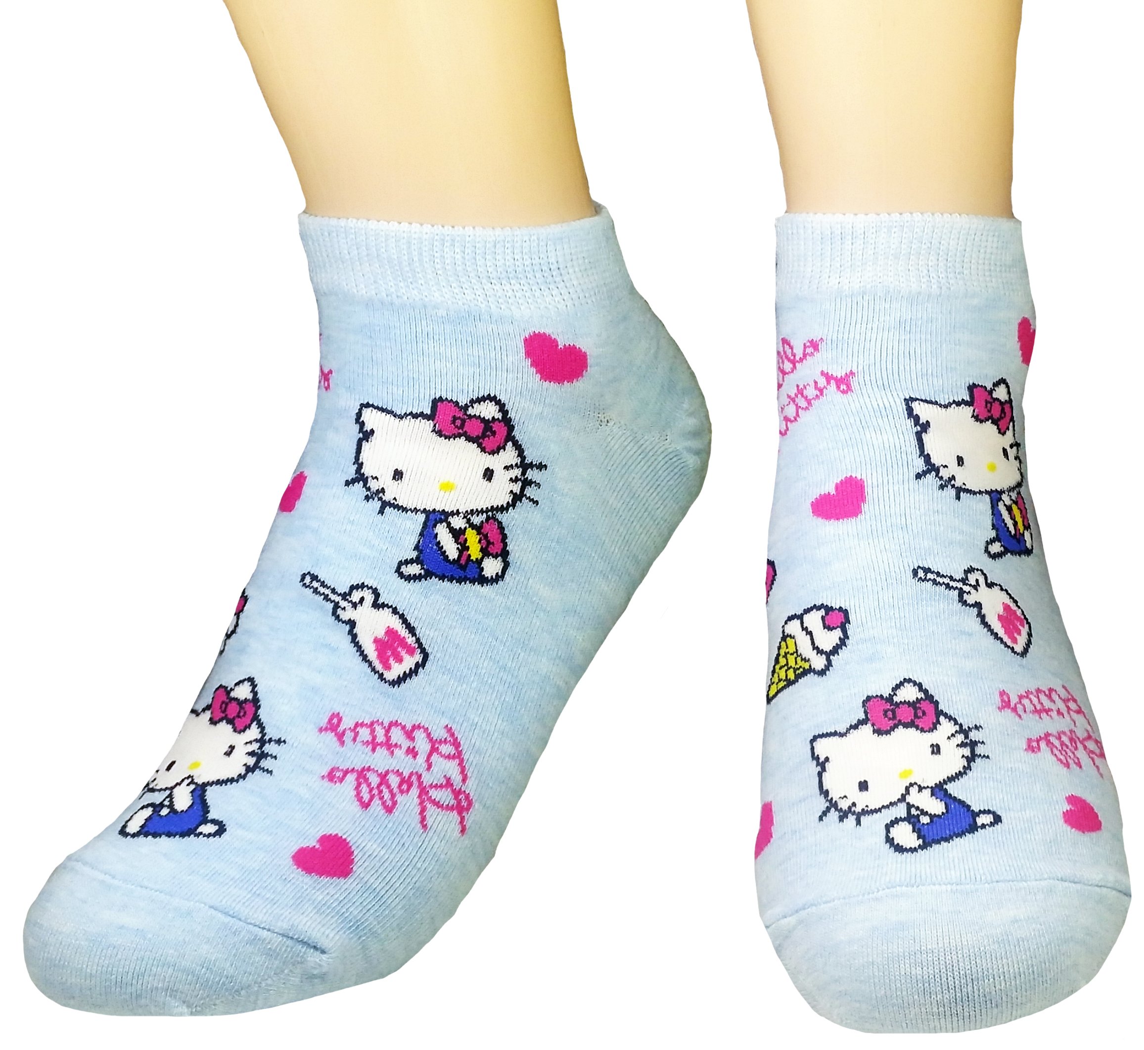 Hello Kitty Women's Cotton Blend Ankle Socks Set - Cute Milk Kitty Design, One Size Fits Most - Perfect for Casual Wear, Cosplay & Kawaii Fashion