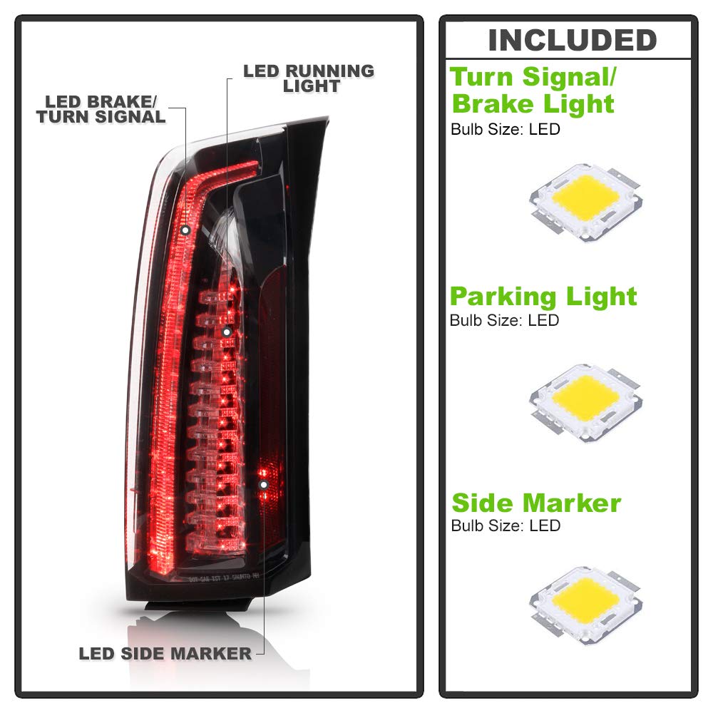ACANII LED Tail Lights Brake Lamps Assembly - Compatible with 2013-2018 Cadillac ATS 4-Door Sedan, Black Housing, Driver & Passenger Side - Upgrade Your Car's Style & Visibility for Night Driving & Safety
