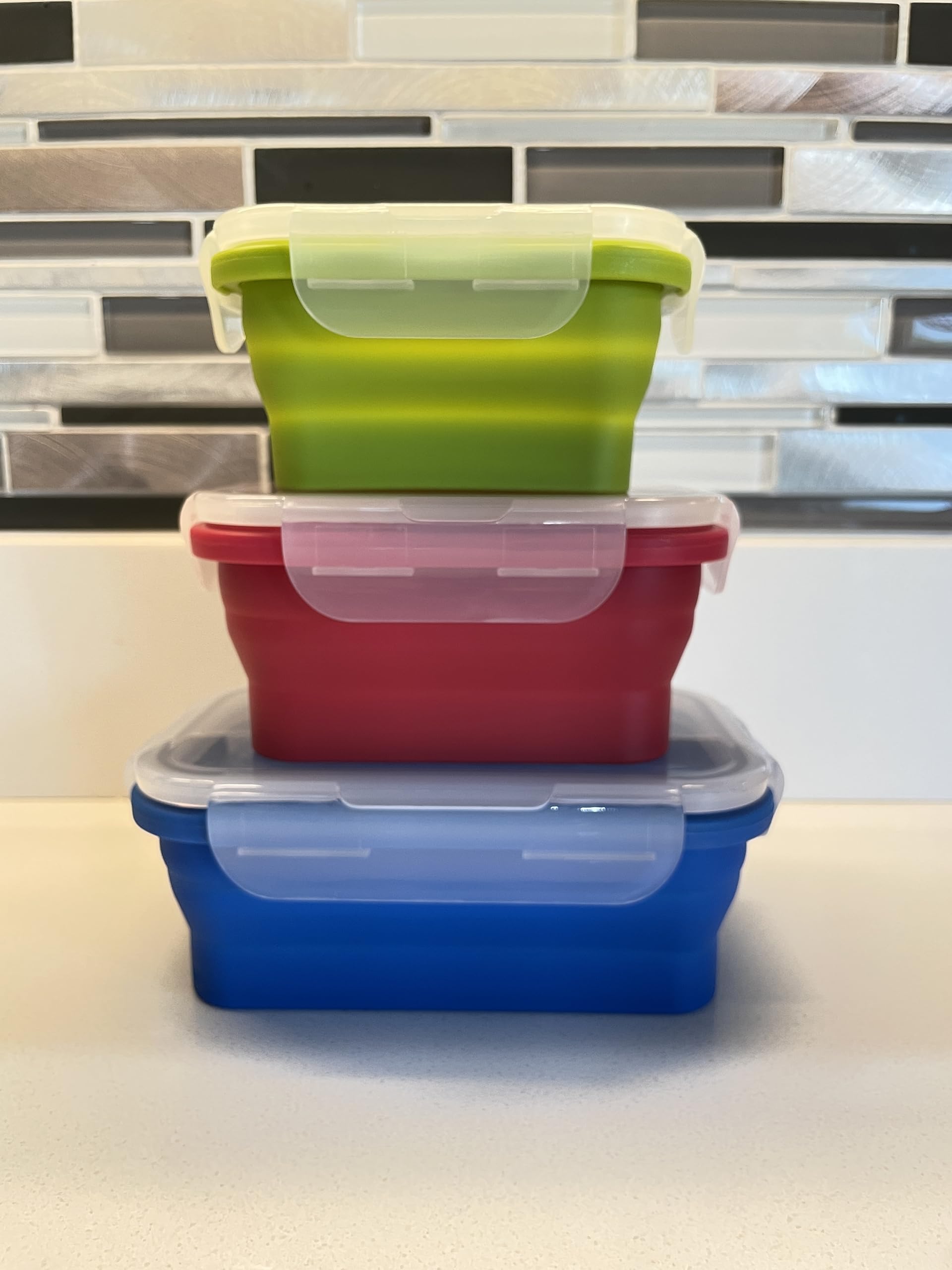 Collapsible Silicone Food Storage Containers Set - BPA-Free, Leak-Proof, Space-Saving Kitchen Organizers (5-Piece Multi-Color) - Perfect for Meal Prep, Leftovers & On-the-Go Lunches