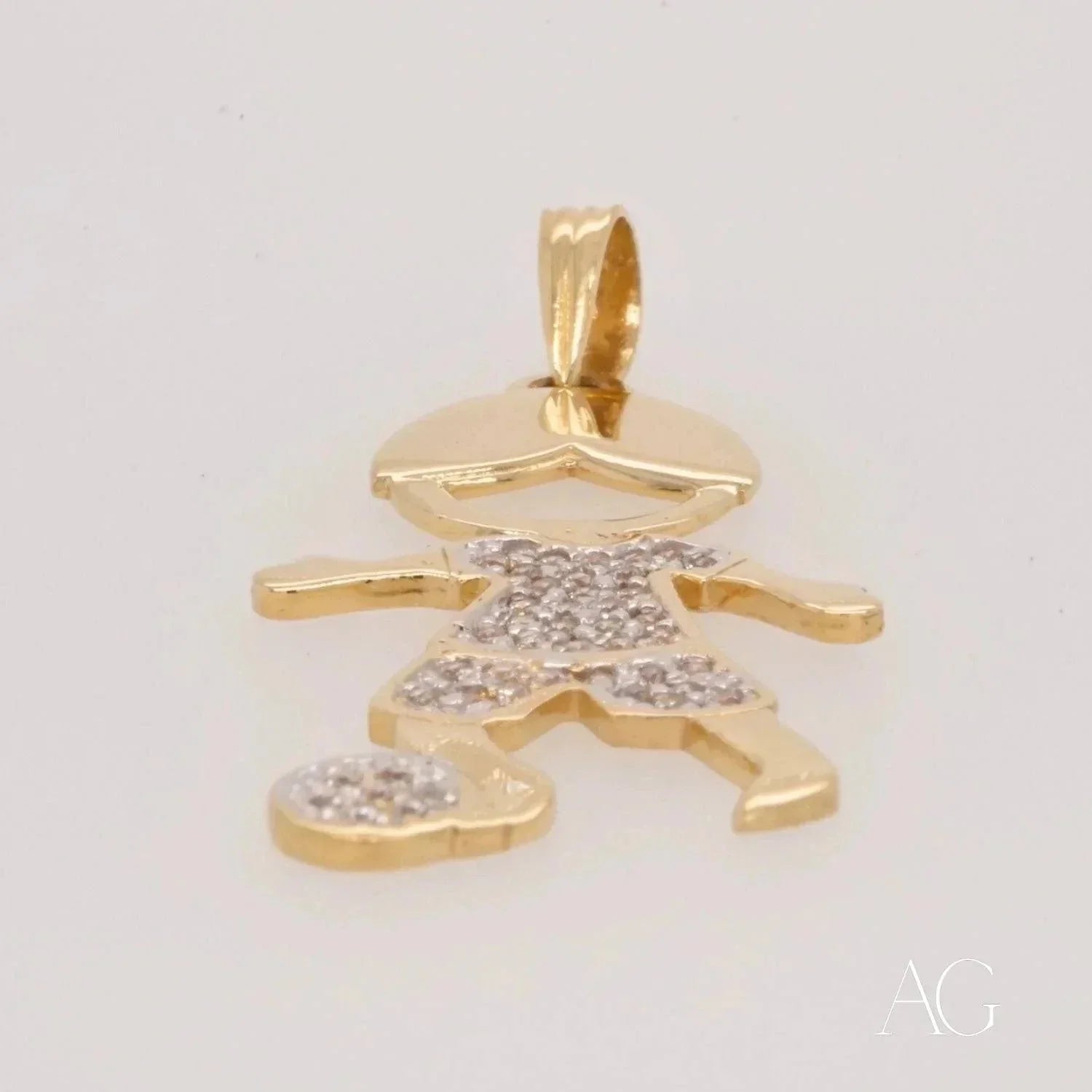 18K Gold Pendant Necklace with CZ Stones - Elegant Doll Charm Jewelry for Women, Perfect for Gifts, Parties and Special Occasions