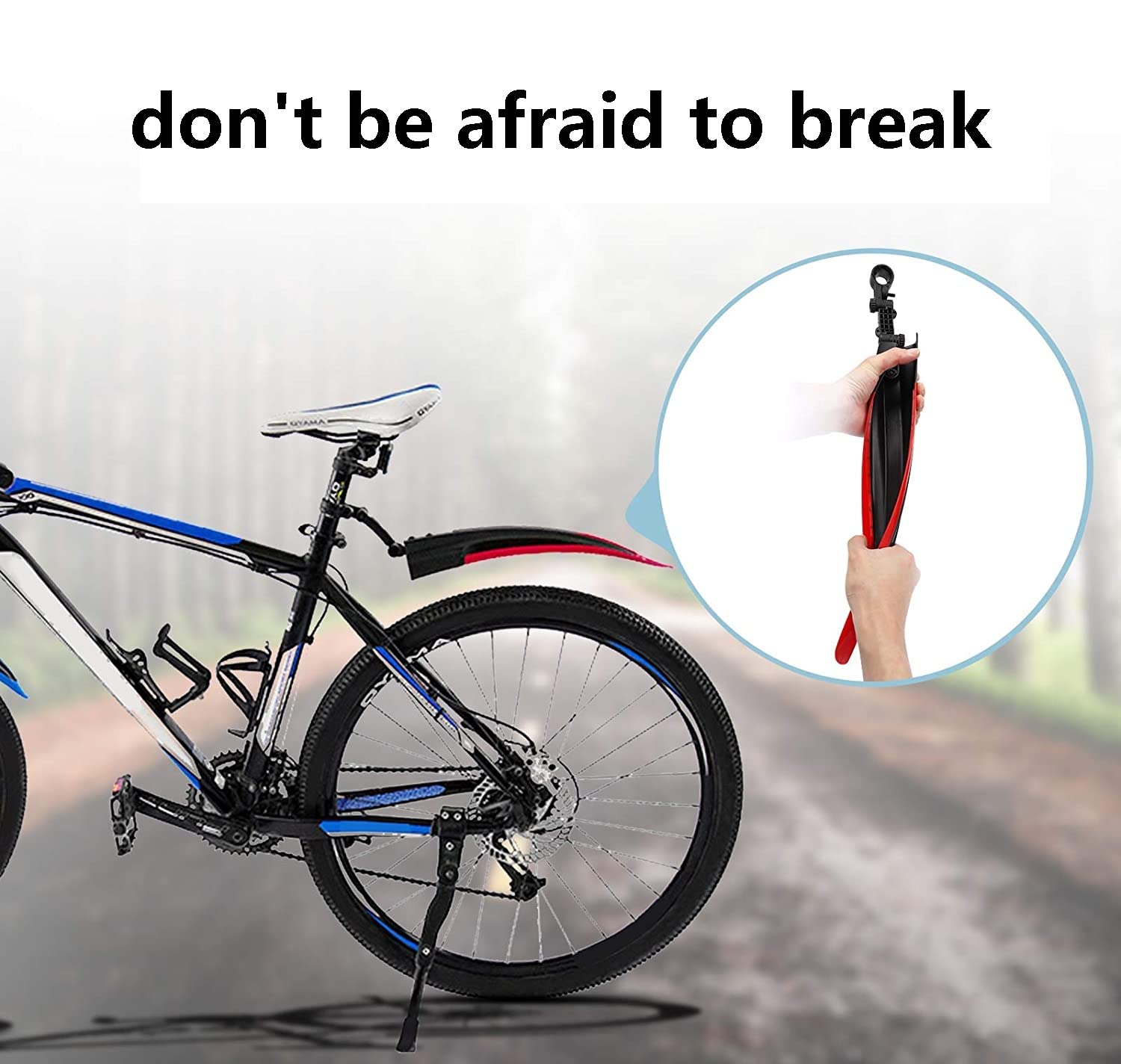 Adjustable Mountain Bike Mud Guards Set - Front & Rear Fenders for Road & Off-Road Cycling - Durable Splash Protection (Blue) - Perfect for Rainy Commutes & Trail Adventures