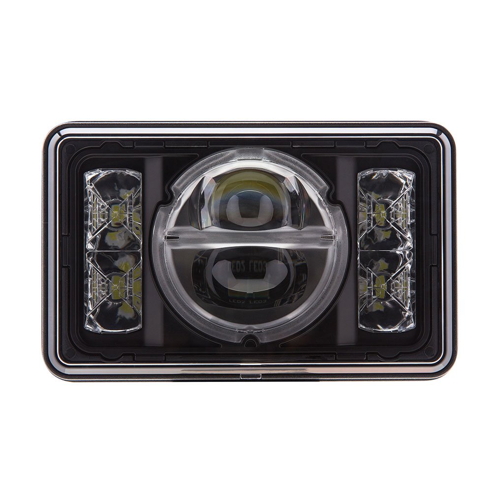4 x 6 LED Black Projector Headlight Hi/Lo Beam - Compatible with Peterbilt 357, 378, 379 Trucks - High Performance Lighting for Night Driving & Off-Road Use