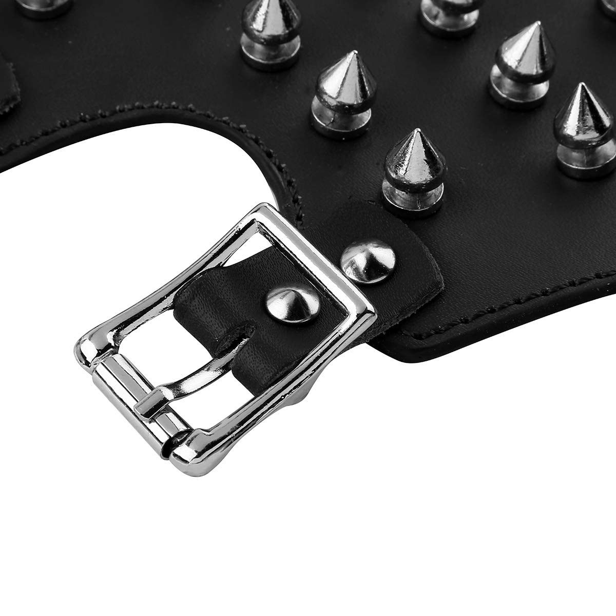 FEESHOW Unisex Faux Leather Metal Spikes Gauntlet Wristband - Gothic Punk Armor Cuff for Medieval Cosplay, Motorcycle Protection & Fashion Accessories