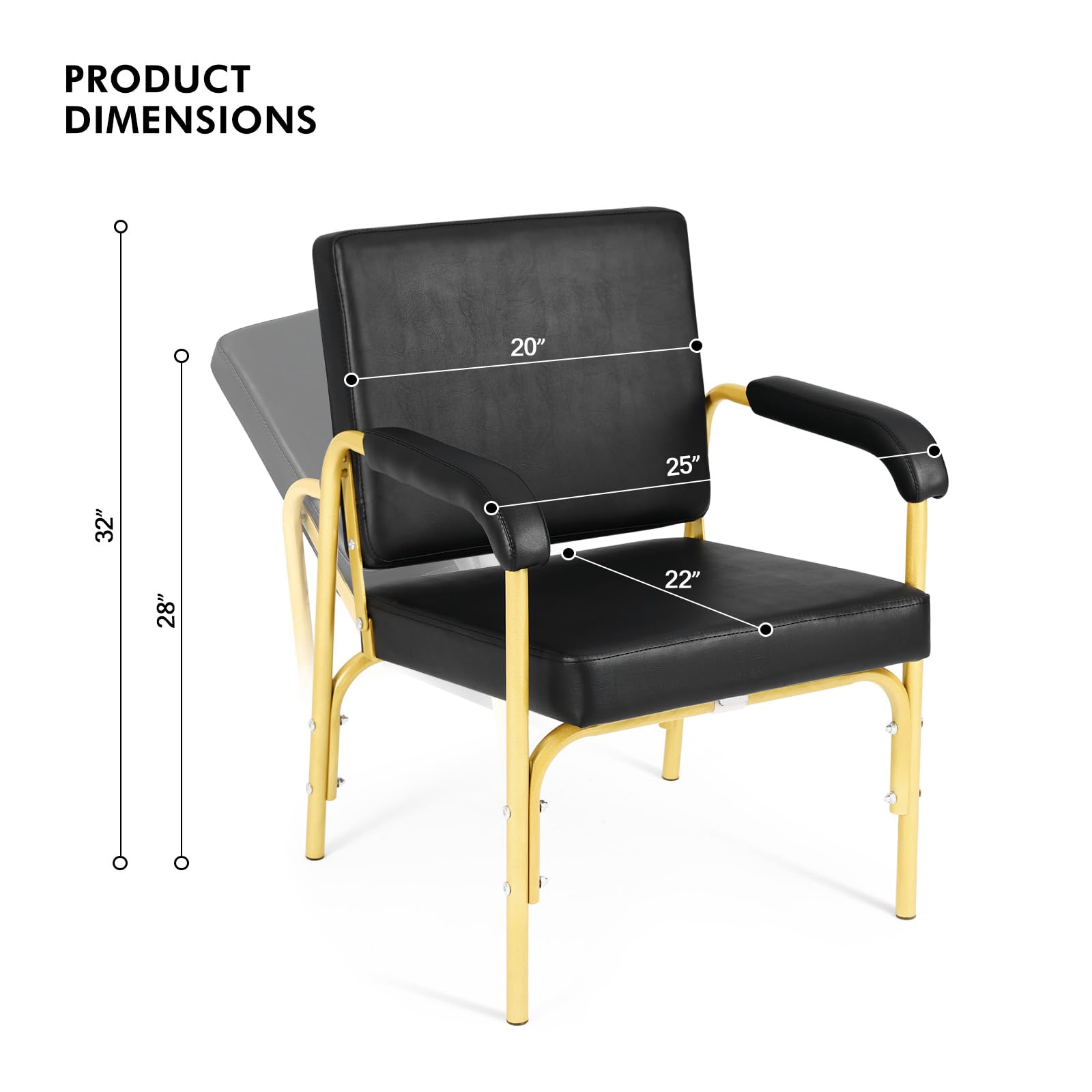 Premium Reclining Shampoo Chair for Salon & Spa - Professional Barber Stylist Chair with Auto Recline - Gold Beauty Equipment for Hair Washing, Styling & Relaxation - Perfect for Salons, Barbershops & Home Use