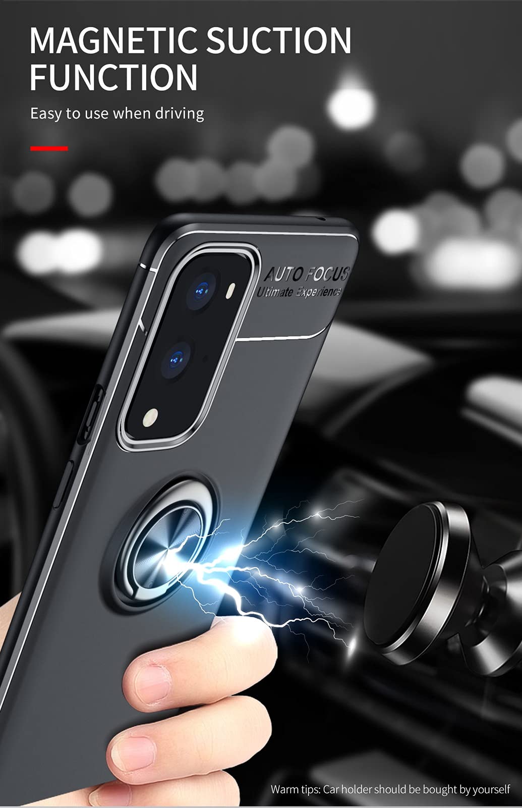 Ultra Slim Shockproof Magnetic Case for OnePlus 9 Pro - Soft TPU Protective Cover with 360° Rotating Kickstand & Heat Dissipation | Perfect for Work, Travel & Outdoor Activities