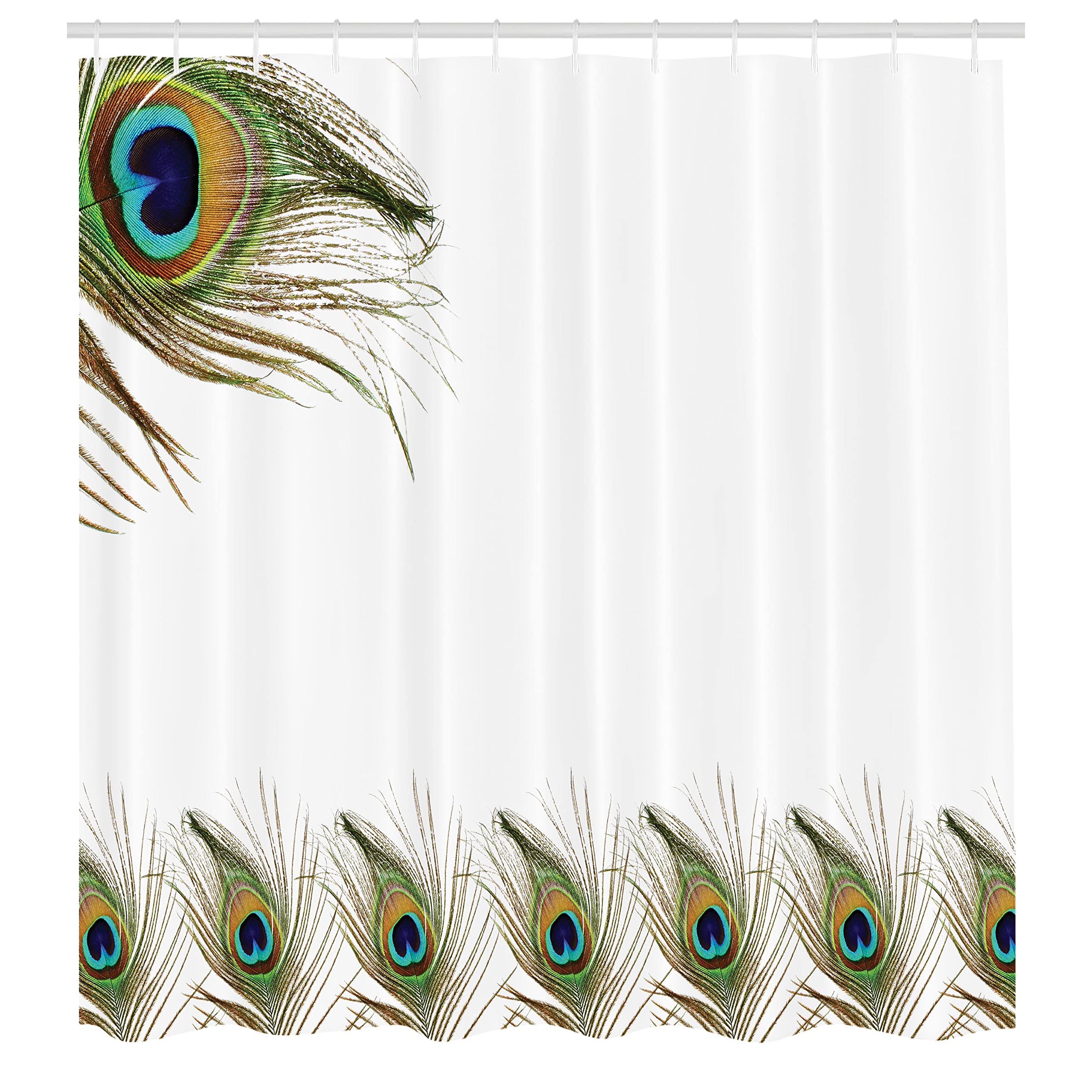 Ambesonne Peacock Shower Curtain - Exotic Peacock Feather Design Boho Ethnic Bathroom Decor, 69
