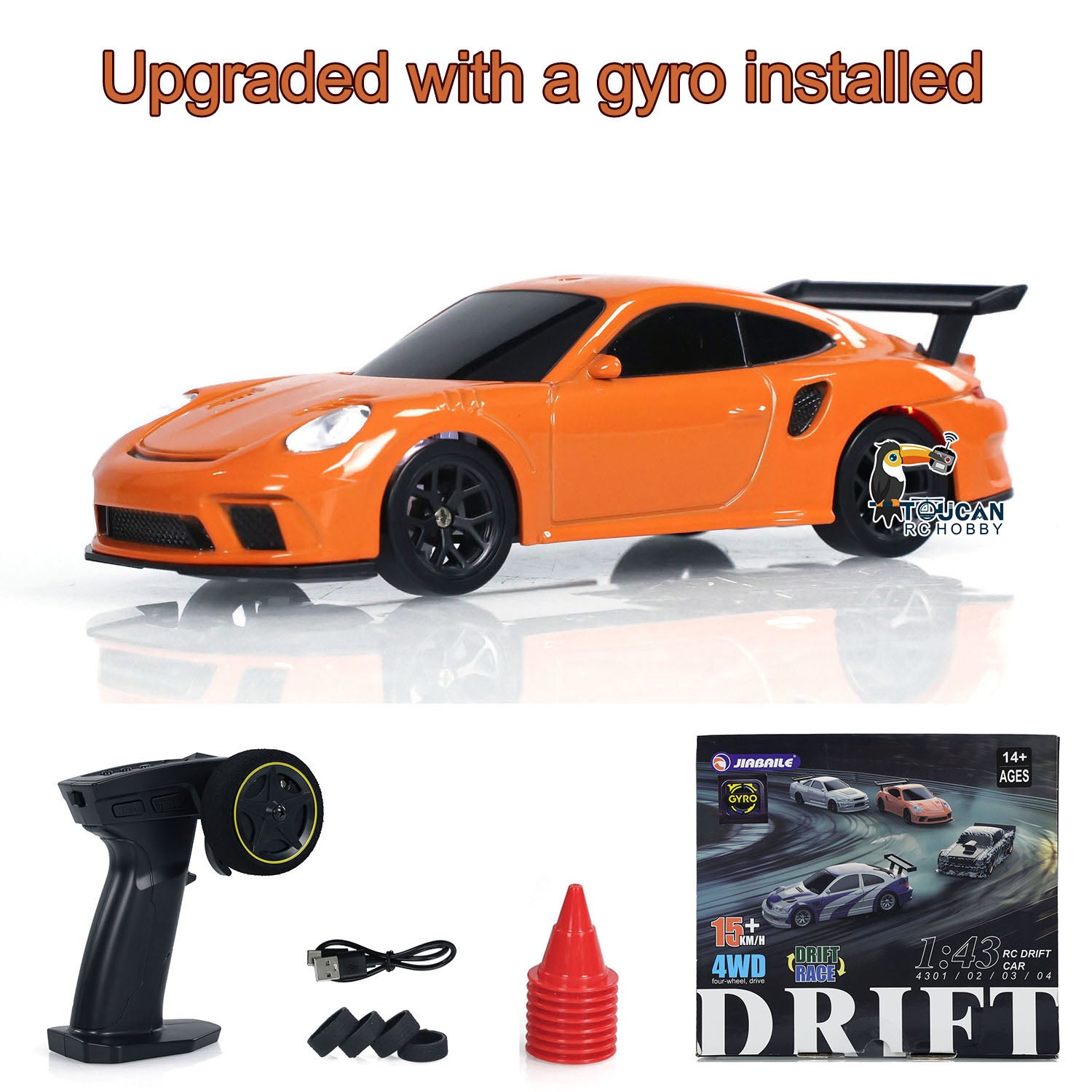 1/43 Scale RC Drift Race Car - 4WD Gyro Remote Control Toy Car with 4-Piece Set & Traffic Cones | High Speed Mini Model for Kids & Adults | Perfect for Indoor Racing, Drift Competitions & Birthday Gifts