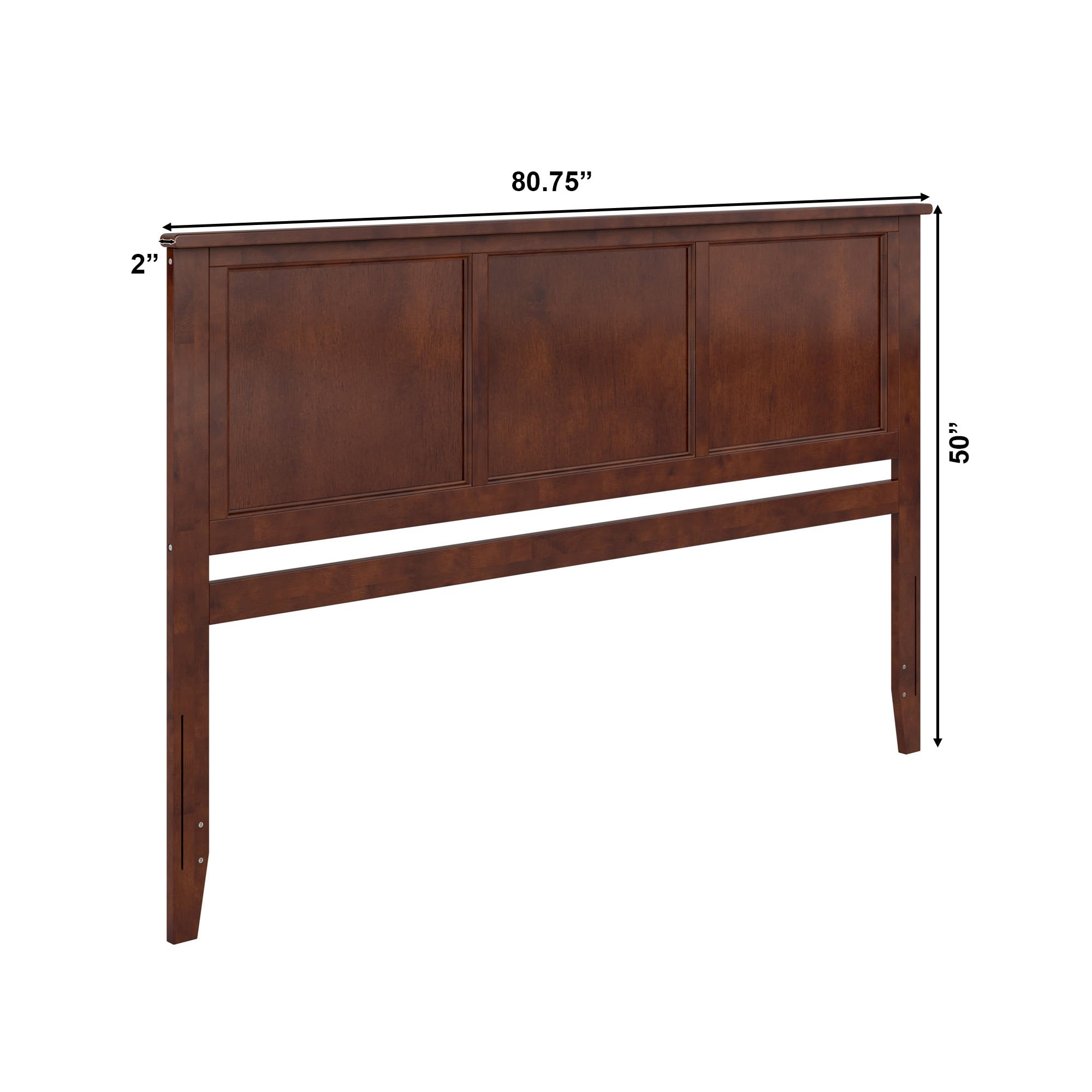 AFI Madison King Solid Wood Panel Headboard with USB Charging Ports - Walnut Finish for Modern Bedroom Decor & Master Suite Upgrade
