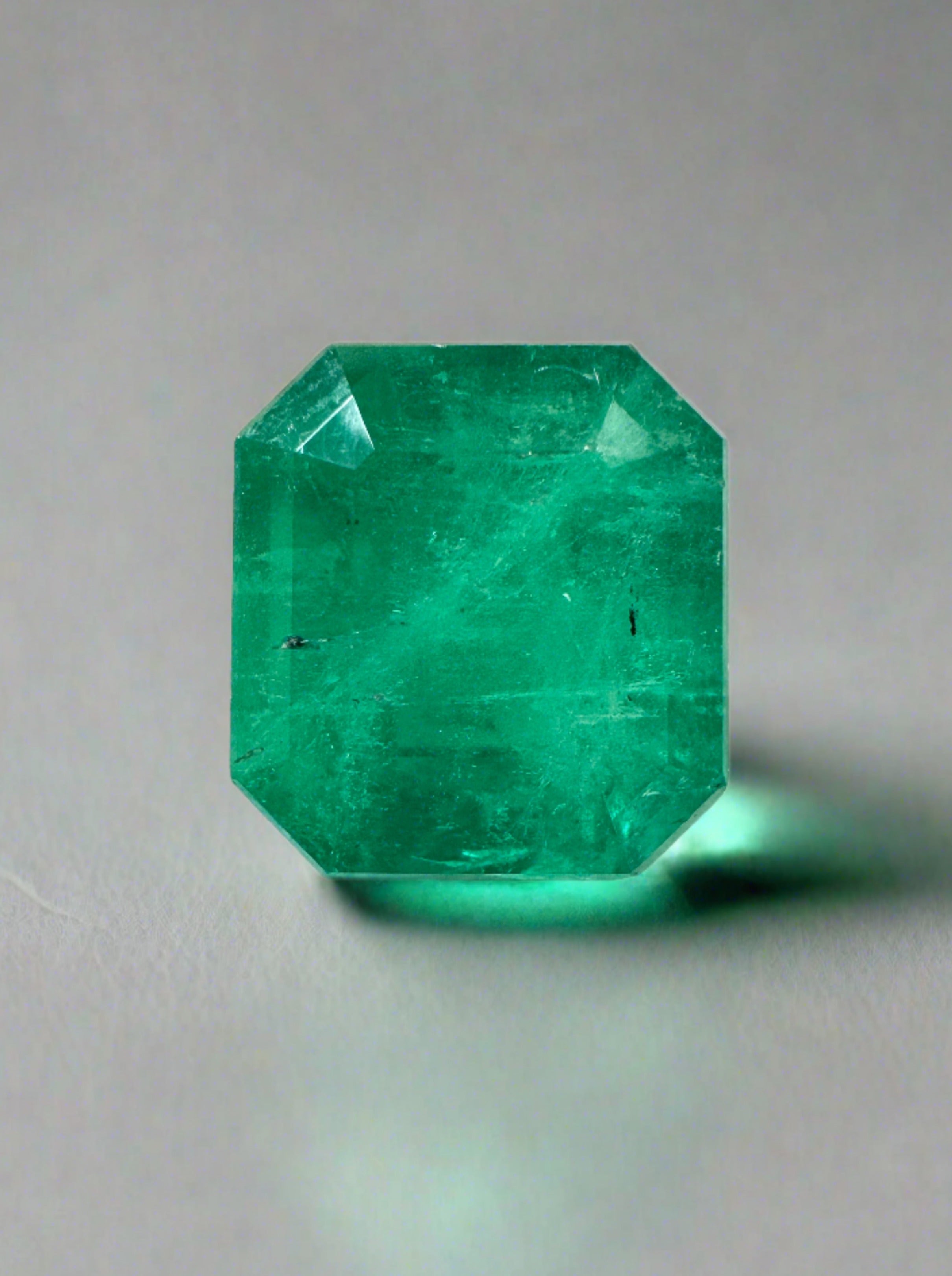 4.34 Carat 9.5x9mm Natural Colombian Emerald Gemstone - Asscher Cut Forest Green Loose Stone for Jewelry Making, Engagement Rings & Luxury Gifts