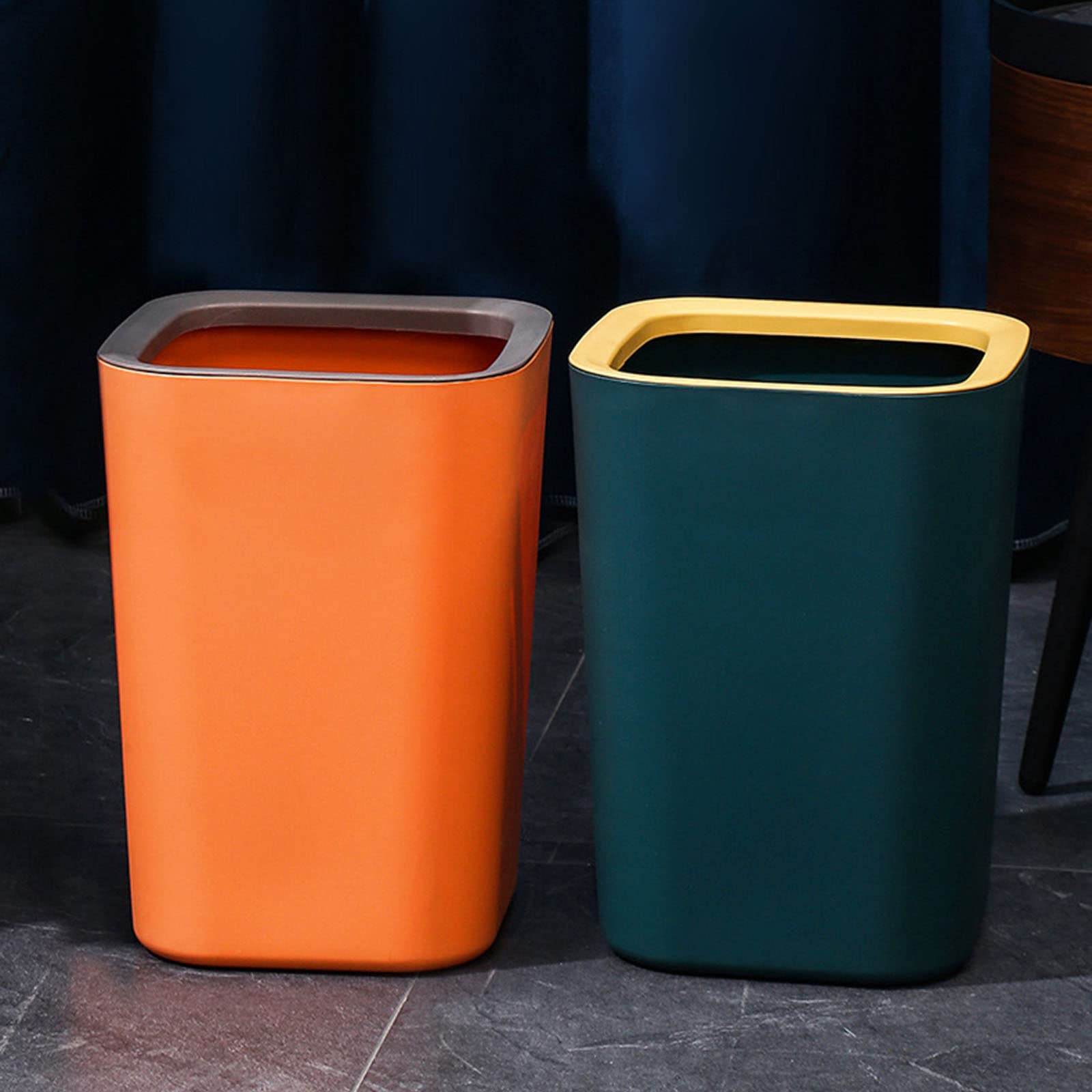 Stainless Steel Trash Can with Lid - 13 Gallon Press Trash Bag Holder, Waste Paper Basket & Garbage Container for Kitchen, Office, Bathroom - Odor-Free & Hands-Free Operation