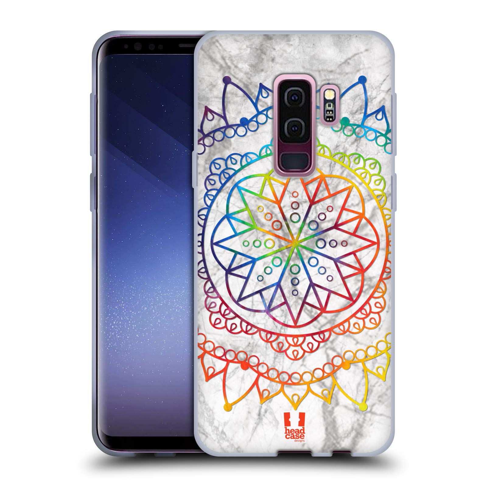 Head Case Designs Colourful Marbles and Mandala Soft Gel Phone Case with Matching Wallpaper for Samsung Galaxy S9+ / S9 Plus - Stylish Protection for Everyday Use and Travel