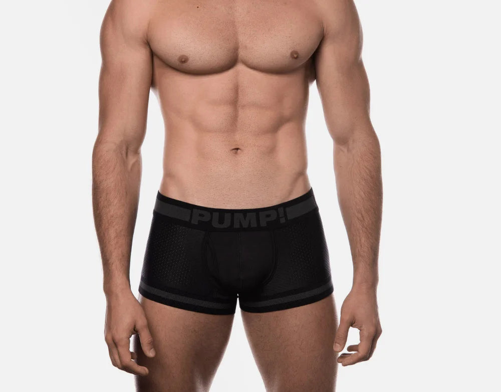 PUMP! Ninja Mesh Boxer Briefs for Men - Breathable & Comfortable Underwear for Workout, Gym & Everyday Wear - Black