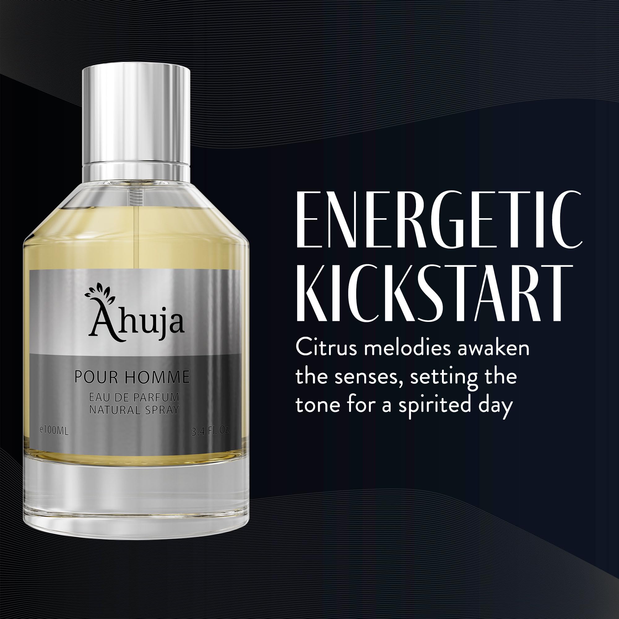 AHUJA Pour Homme Eau de Parfum for Men 3.4 oz | Long Lasting Citrus & Fruity Cologne | Luxury Men's Fragrance Gift Set | Perfect for Date Night, Office & Special Occasions