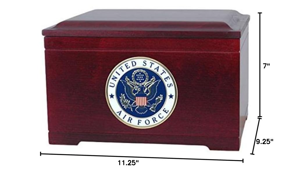 Handcrafted Rosewood Military Cremation Urn - Air Force Memorial Keepsake Box for Ashes | Perfect for Veterans' Memorial Services & Home Display