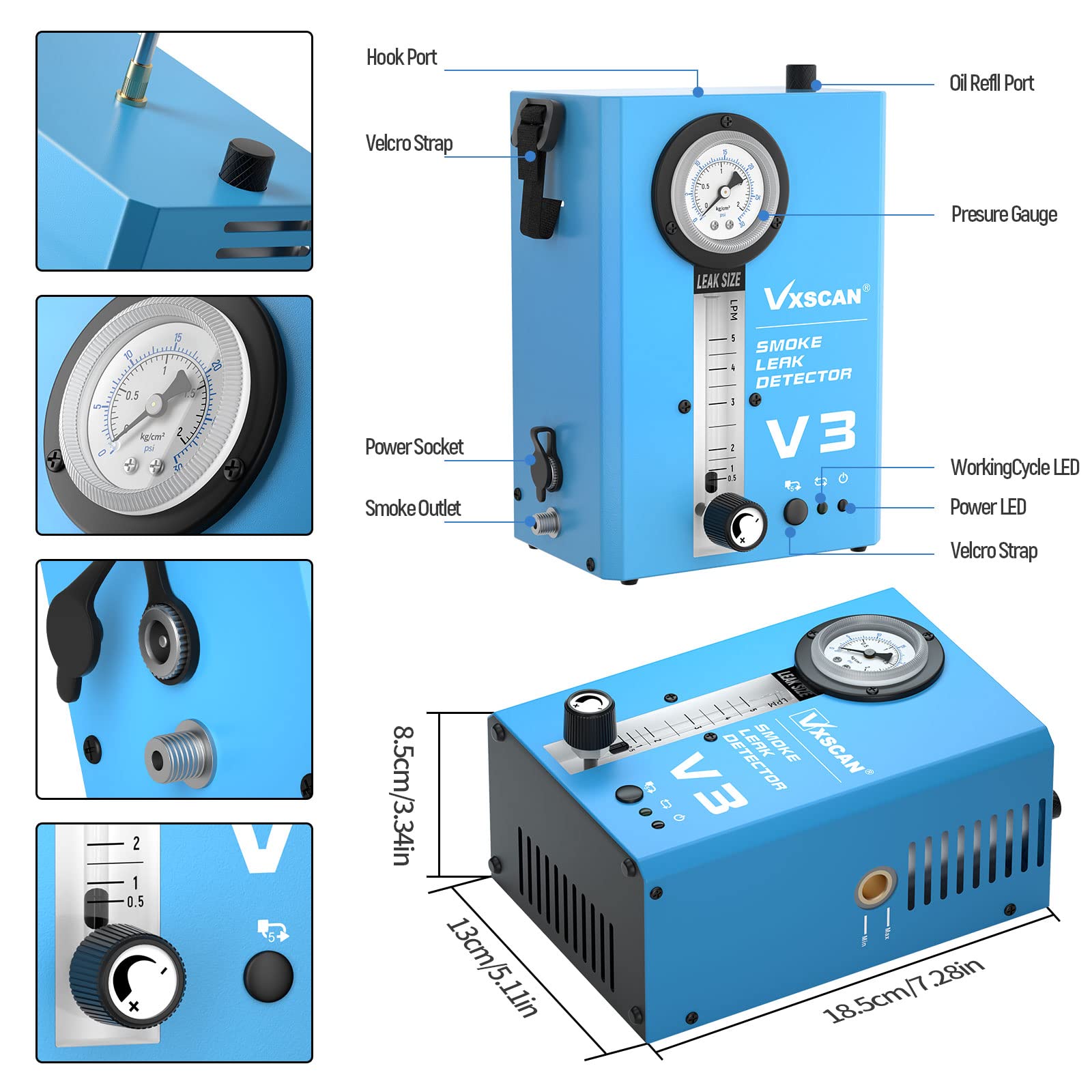 **Automotive Smoke Machine Leak Detector - EVAP Smoke Tester for Cars with Built-in Air Pump, Pressure Gauge & Flow Meter | Dual Mode for DC12V Vehicles | Detects Leaks in Vacuum, Fuel & Other Car Systems | Ideal for Mechanics & DIY Auto Repair**