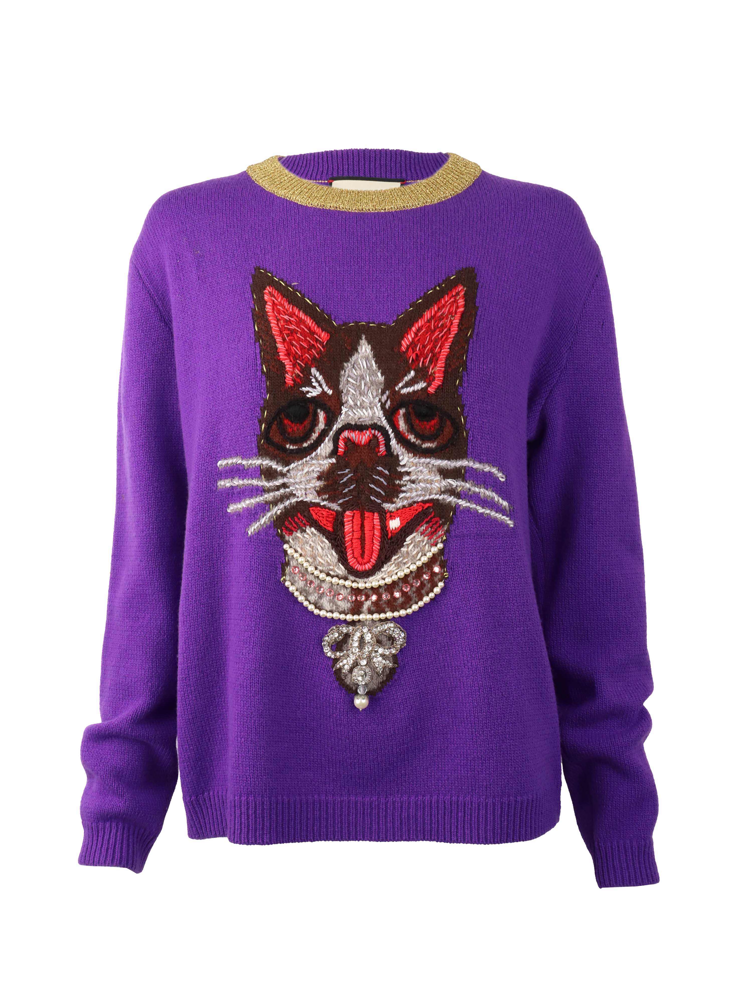 Gucci Purple Knit Bosco Sweater for Women | Luxury Cashmere Pullover | Winter Fashion & Casual Outfits | Perfect for Holidays, Parties & Office Wear