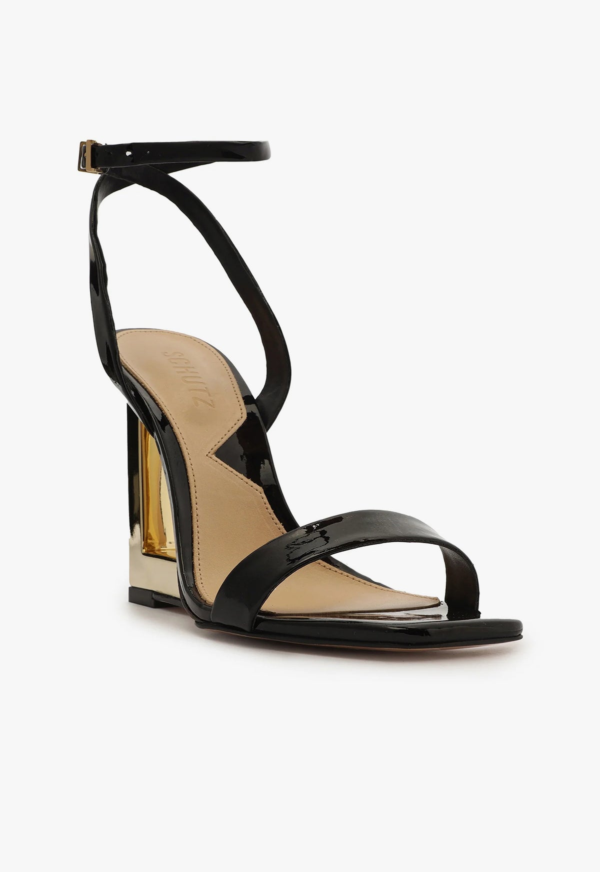 Filipa Patent Leather Sandal with 3.5 Inch Heel - Elegant Black Women's Dress Sandals for Weddings, Parties & Evening Events