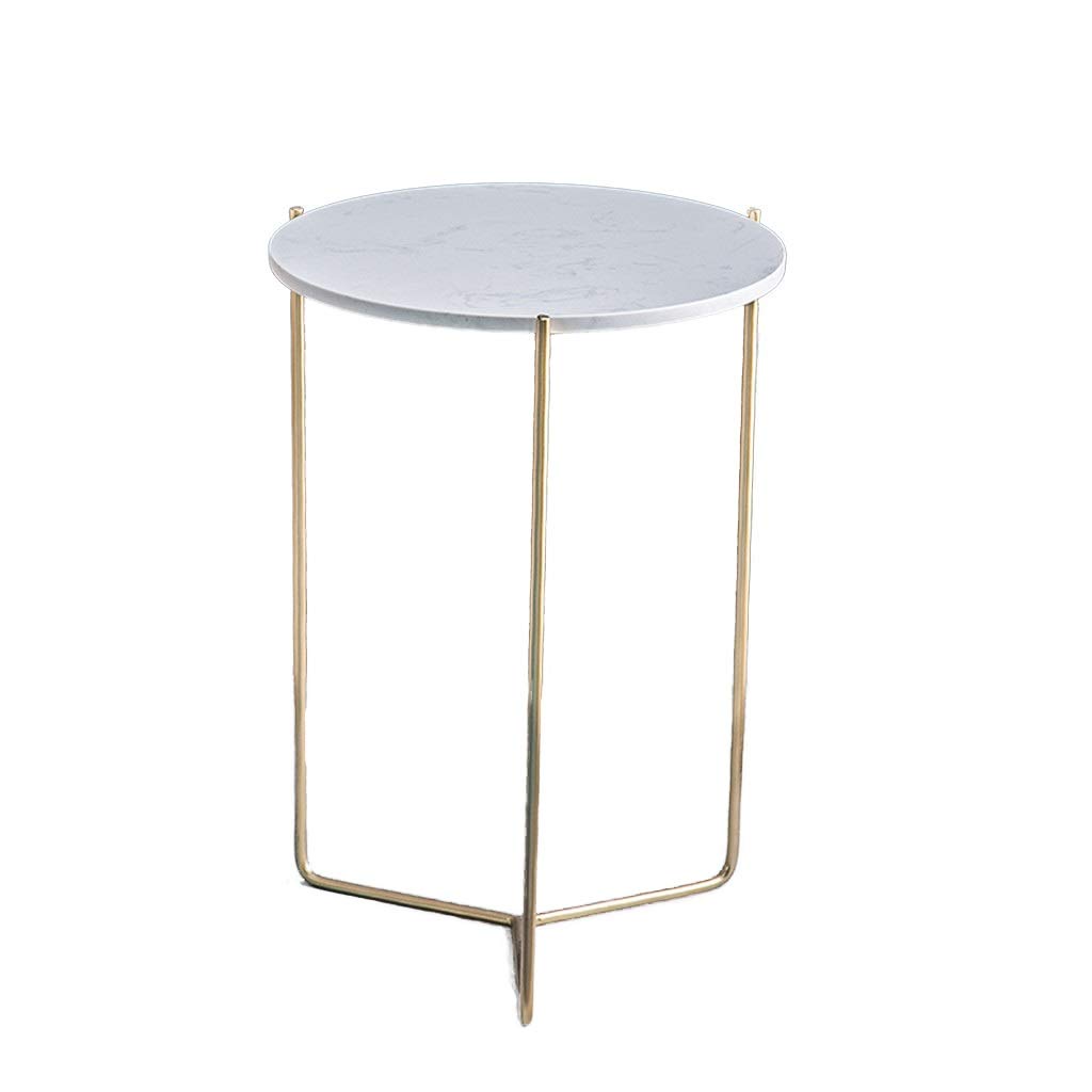 Modern White Marble Coffee Table with Iron Base - 40x40x55cm Round Side Table for Living Room, Bedroom, Cafe & Hotel - Perfect for Reading, Relaxing & Home Decor