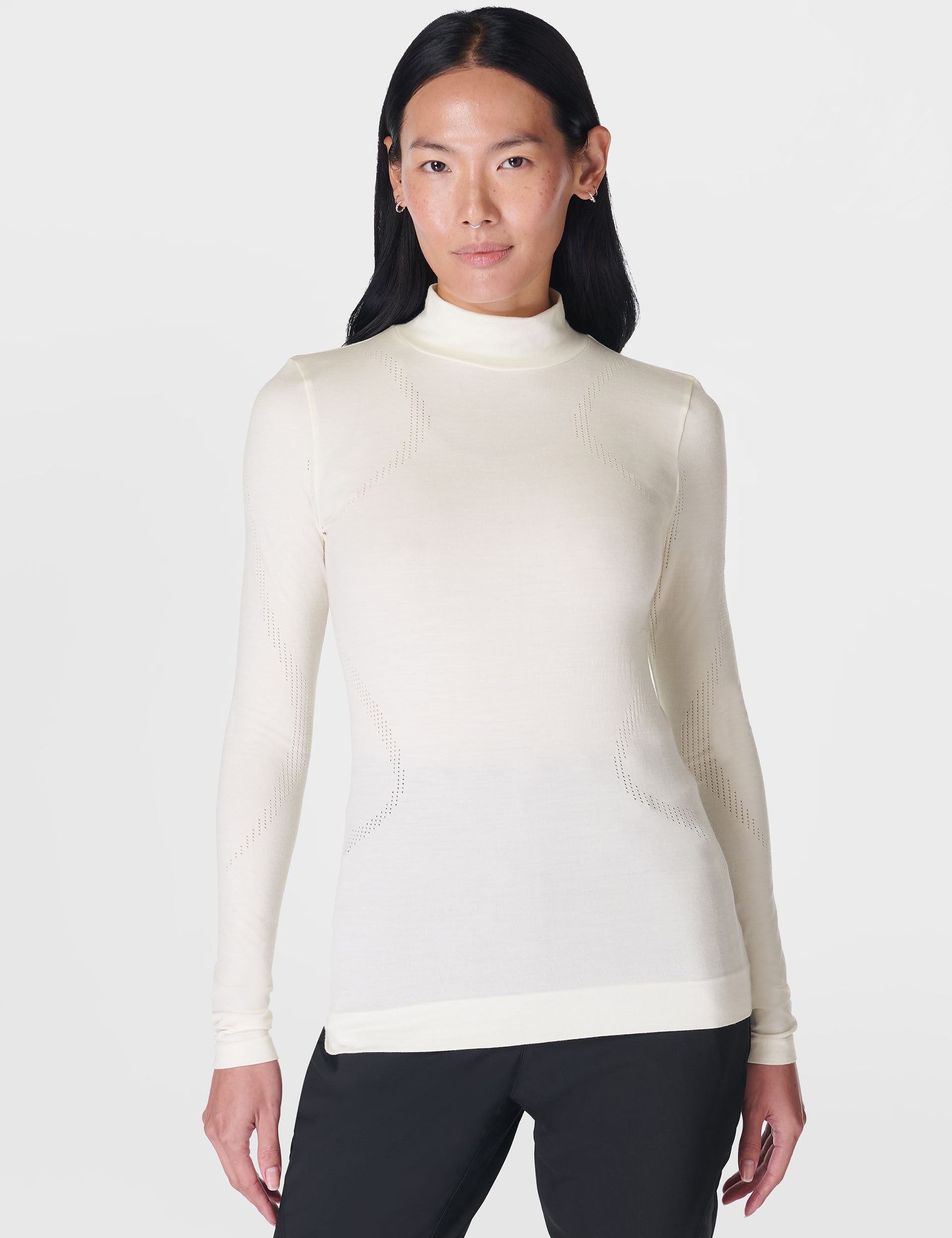 Premium Merino Wool Blend Turtleneck Base Layer Top for Men & Women - Studio White - Warm & Breathable Thermal Underwear for Winter, Hiking & Outdoor Activities
