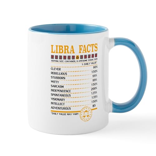 White/Blue Inside - Libra Facts Zodiac Mugs