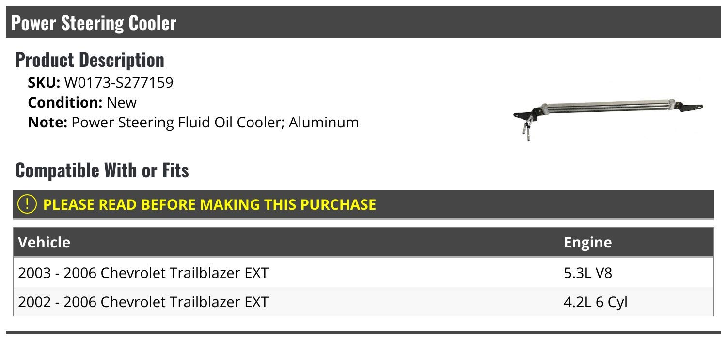 High-Performance Aluminum Power Steering Fluid Oil Cooler for 2002-2006 Chevy Trailblazer EXT - Improves Steering & Extends System Life - Perfect for Off-Roading & Towing