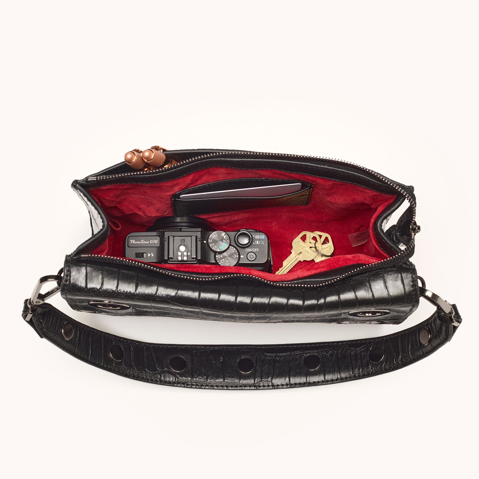 Montana Clutch Evening Bag in Crocodile Embossed Leather with Gunmetal Hardware - Perfect for Parties, Weddings & Special Occasions