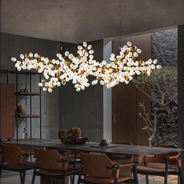 Luxury Escamoles Horizontal Grape Chandelier - Elegant Crystal Ceiling Light Fixture for Dining Room, Bedroom, Living Room Decor