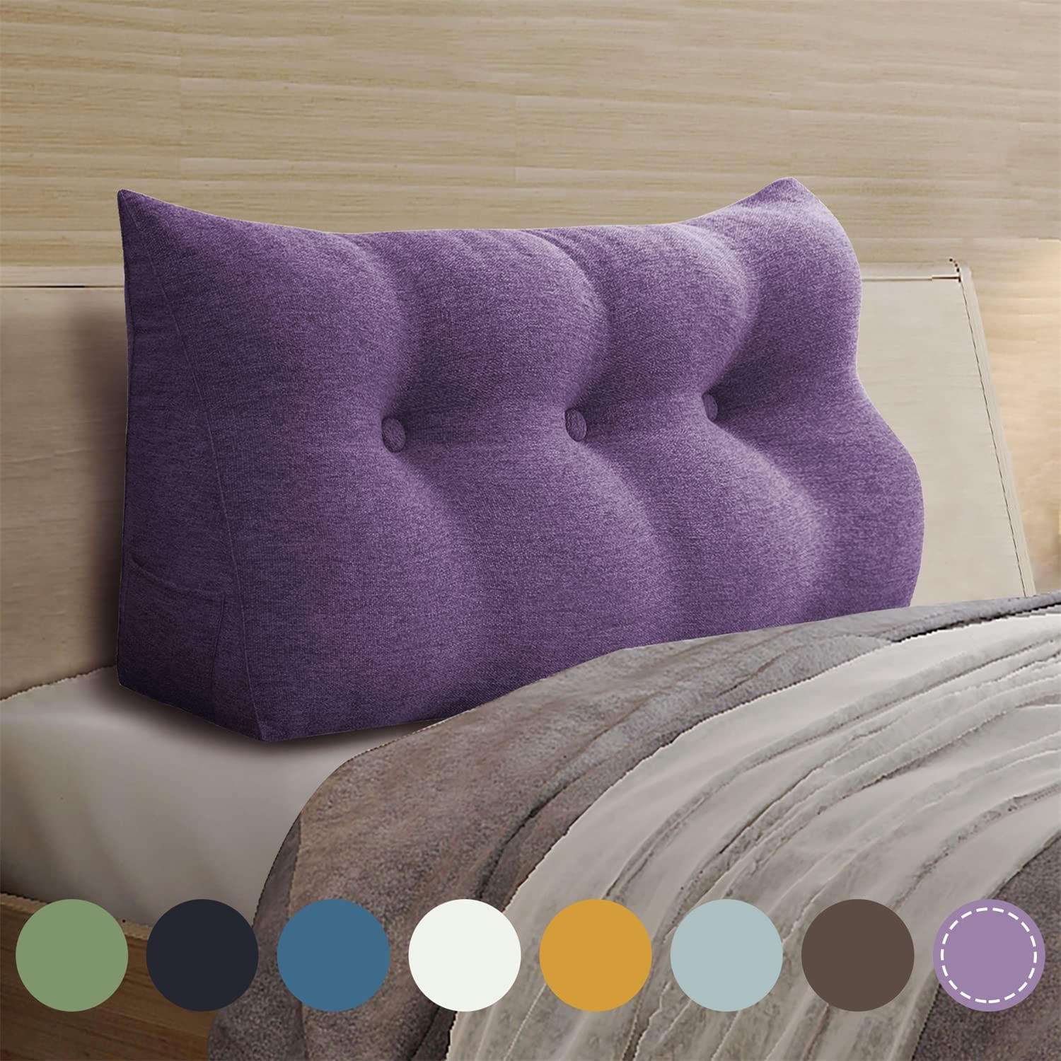WOWMAX Wedge Pillow Headboard for Twin XL Bed - Adjustable Bolster Pillow with Removable Lavender Cover | Perfect for Dorms, Small Spaces & Back Support While Reading or Watching TV