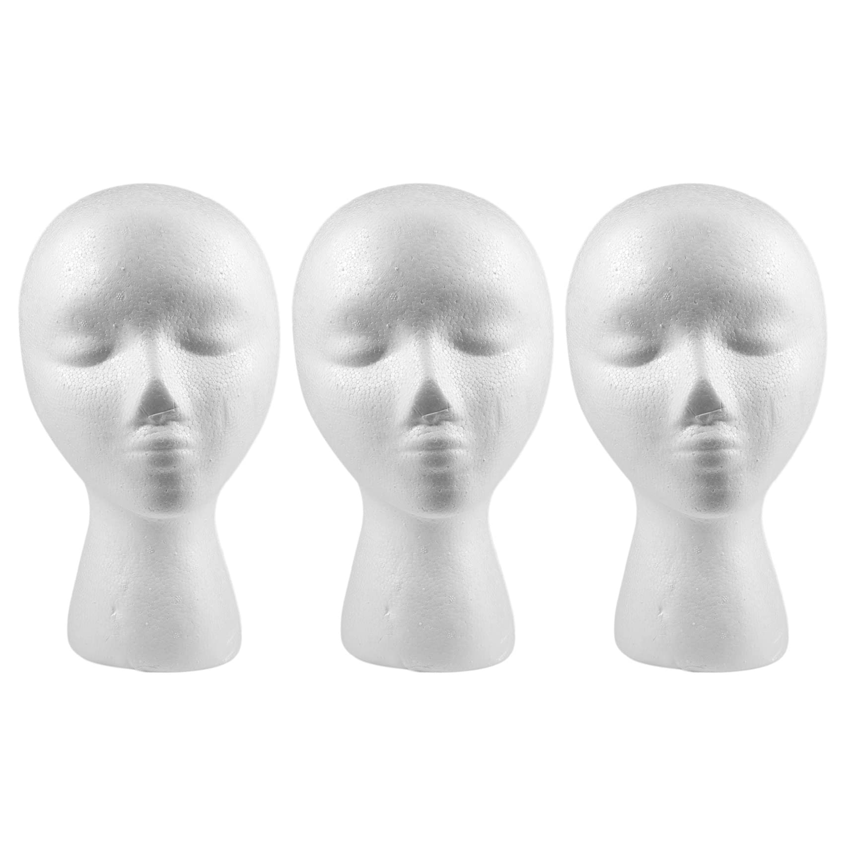 Pavewood 3X 27.5 x 52cm Female Foam Mannequin Head for Display - Perfect for Caps, Headphones, Wigs & Retail Store Displays