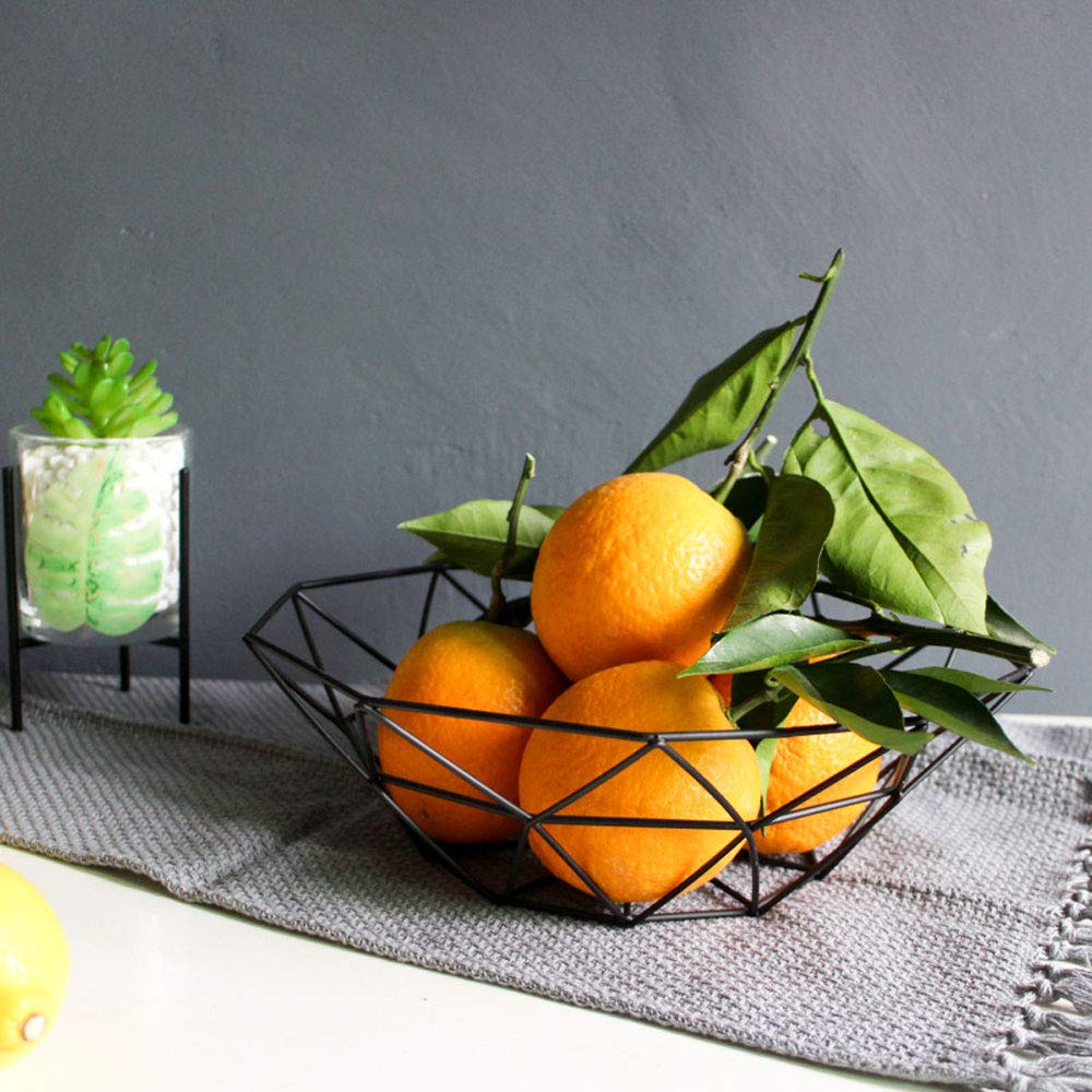 11-Inch Black Metal Wire Fruit Basket for Kitchen Countertop - Decorative Fruit Bowl for Vegetables, Candy & Centerpiece | Perfect for Home Decor, Dining Table & Gift Giving