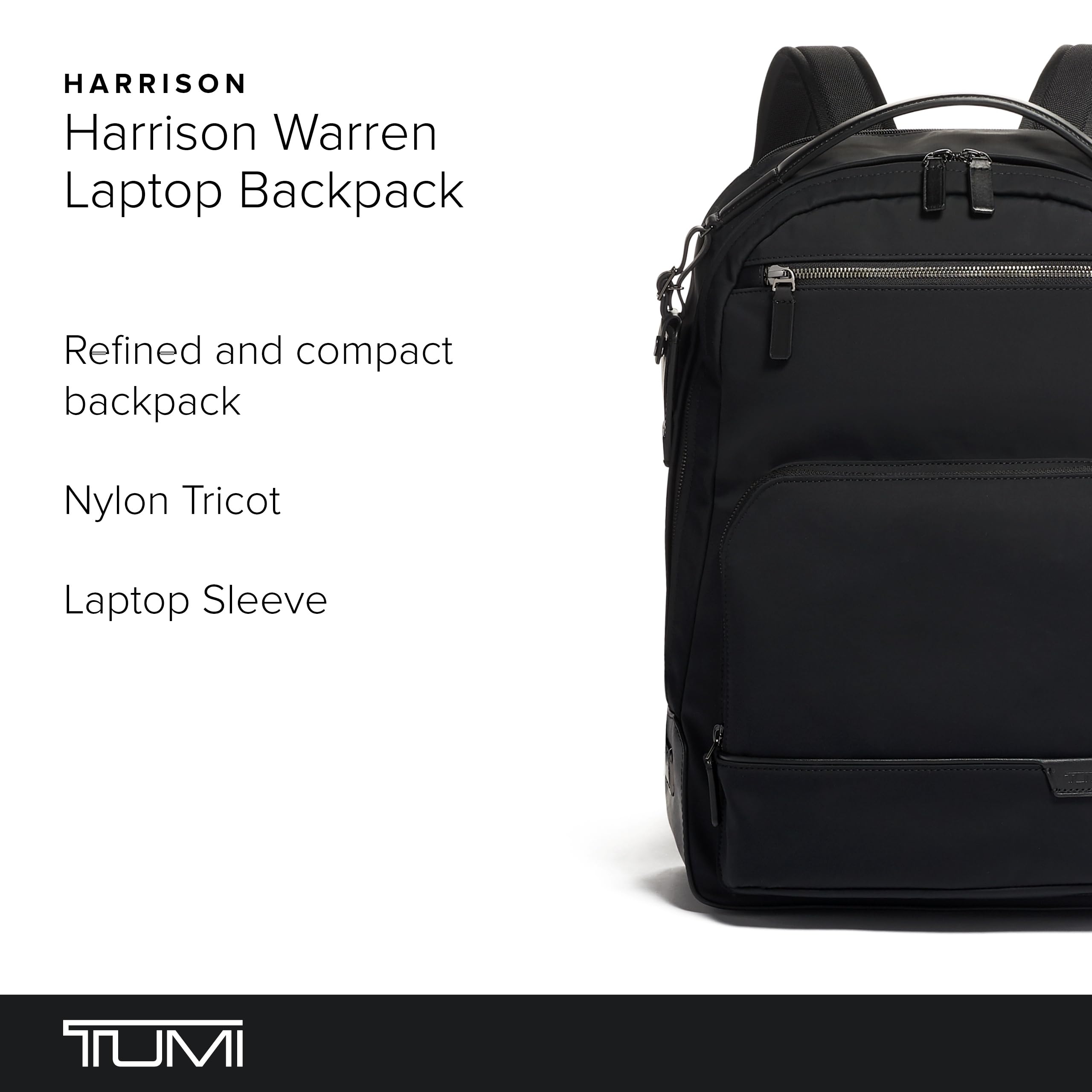 TUMI Harrison Warren Backpack - 15-Inch Laptop Backpack for Women & Men - Durable Business & Travel Backpack with Padded Laptop Compartment - Perfect for Commuting, Office & Airplane Carry-On - Black