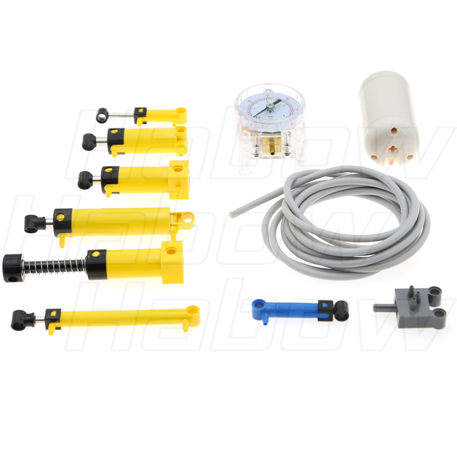 11Pcs Technic Pneumatic Cylinder Kit - Compatible with Lego Technic Parts, Includes Barometer, Air Tank, Cylinders, Air Pump, Pressure Rod, Switch, Piston & Hose - MOC Replacement Parts for DIY Robotics & Engineering Projects