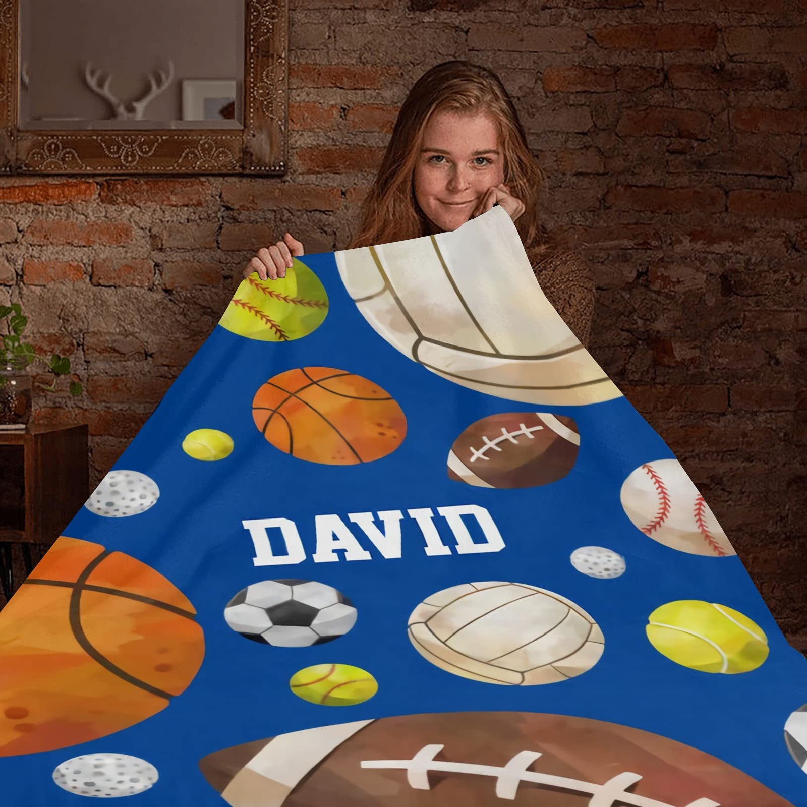 Personalized Baby Blanket with Name - Custom Basketball Baseball Rugby Soccer Blanket for Boys & Girls - Super Soft Newborn Blanket - Neutral Nursery Decor - Perfect Baby Shower Gift & Nursery Essential