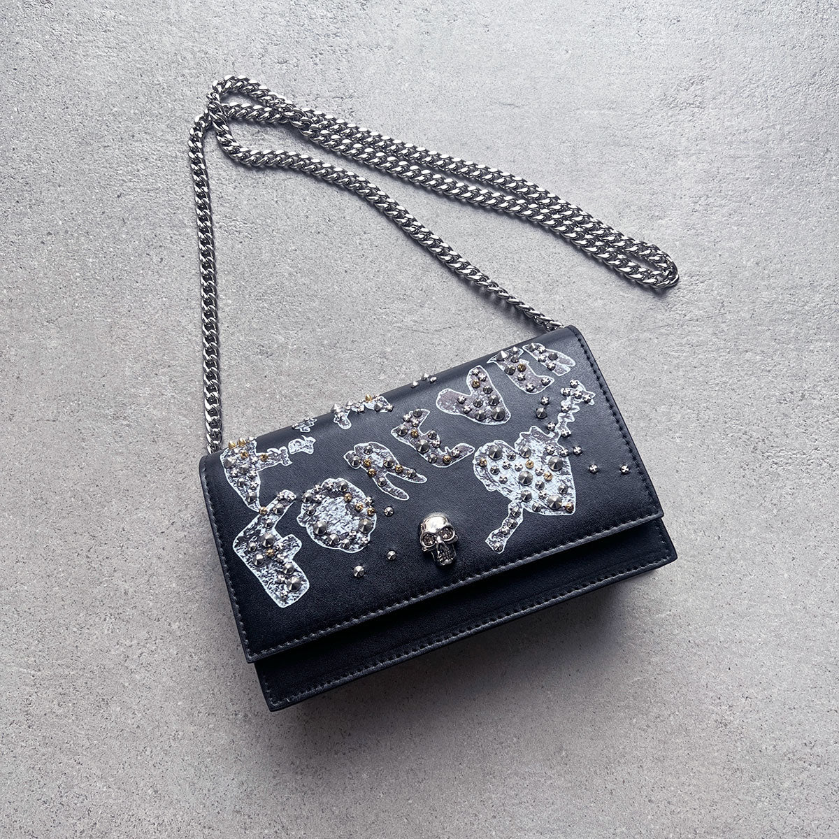 Skull Mini Crossbody Bag by Forever AMQ - Gothic Black Leather Purse for Women | Perfect for Parties, Concerts & Halloween Costume Accessories