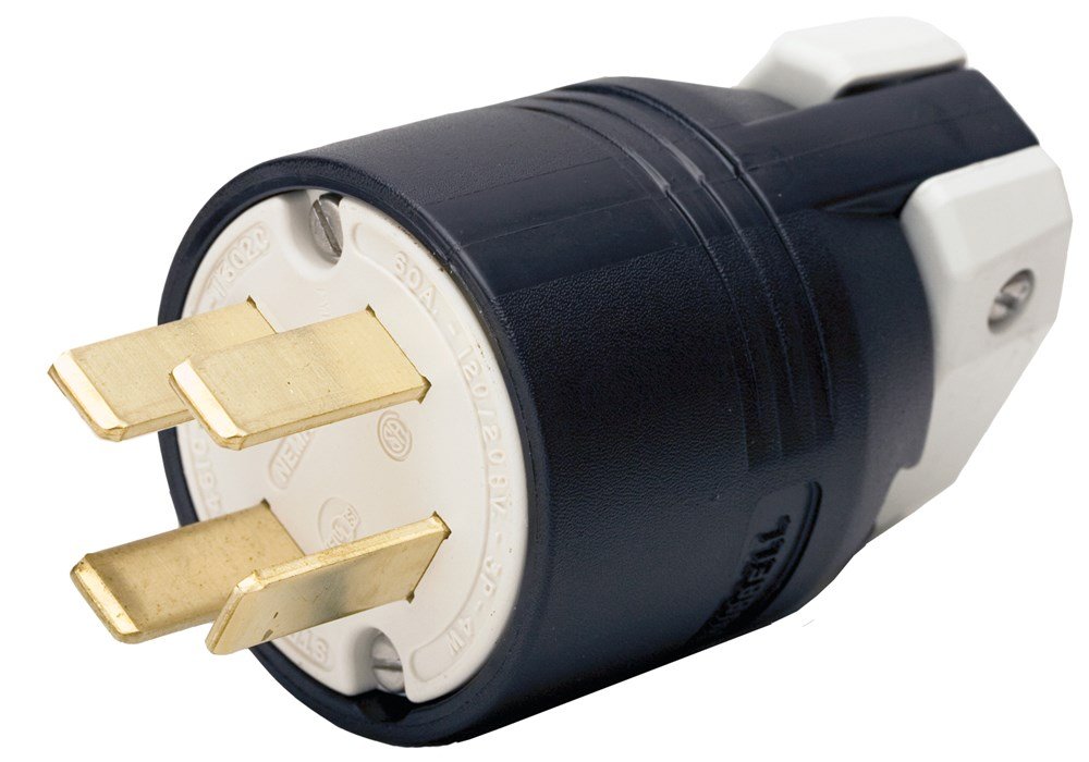 Hubbell HBL7303C 60A 120/208V AC 4-Pole Straight Blade Plug, Black - Heavy Duty Industrial Power Connector for Commercial Equipment, Generators, and Electrical Panels
