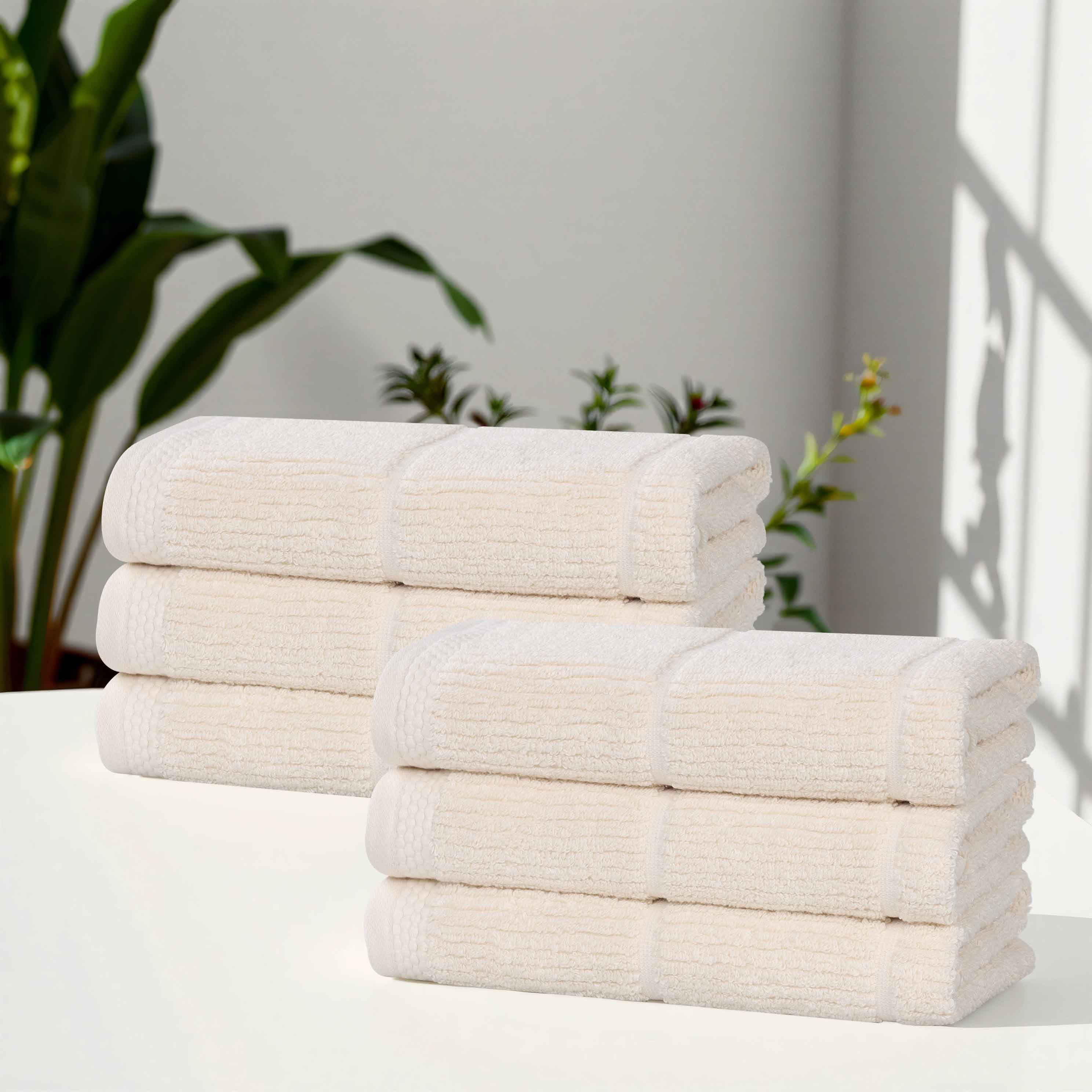 Milo Smart Twist Cotton Solid Hand Towels - 6 Pack | Soft & Absorbent Bathroom & Kitchen Towels for Everyday Use