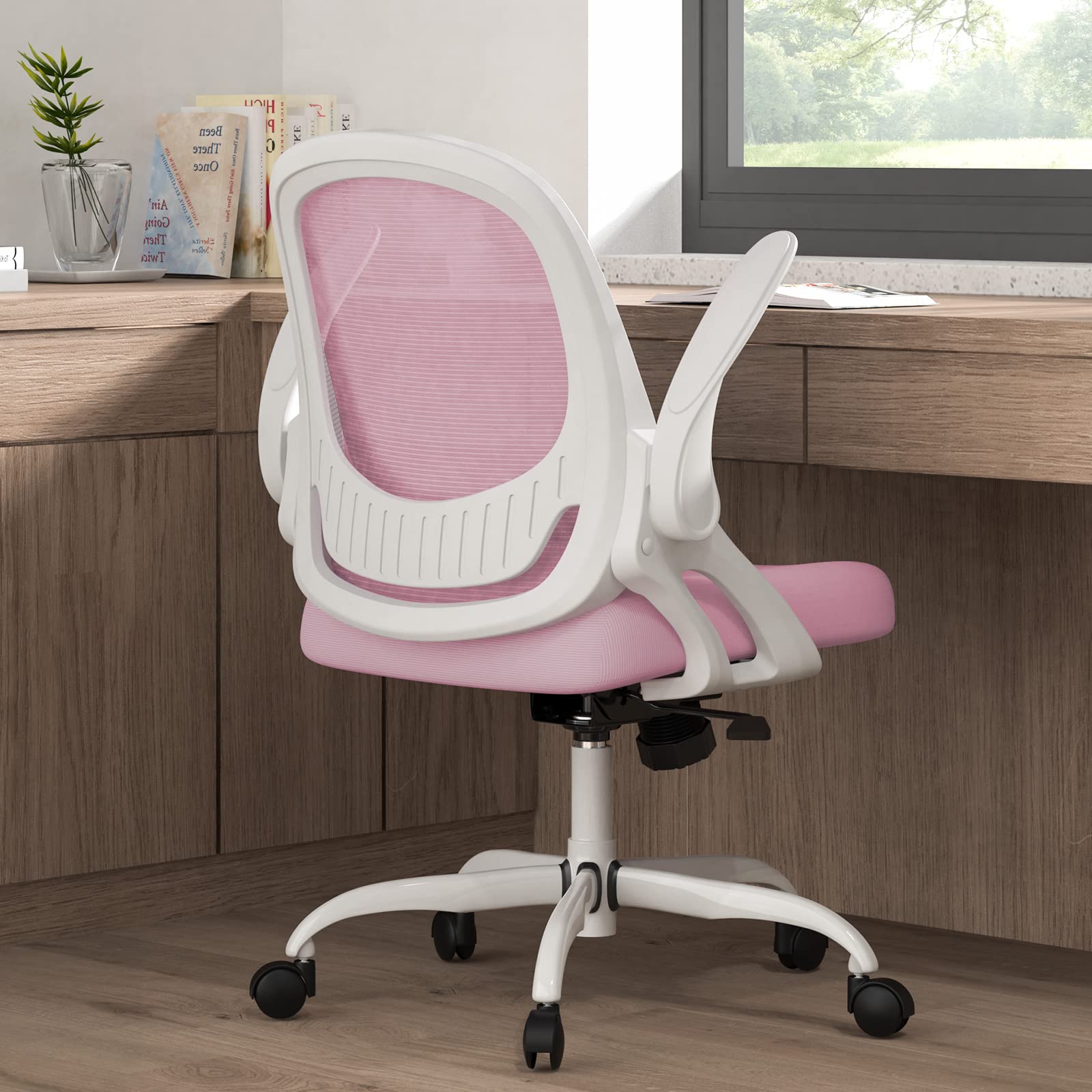 Ergonomic Mesh Office Chair with Lumbar Support - Adjustable Height, Swivel & Wheels for Home & Work - Breathable Computer Desk Chair with Flip-Up Arms - Perfect for Long Hours Sitting, Gaming & Remote Work