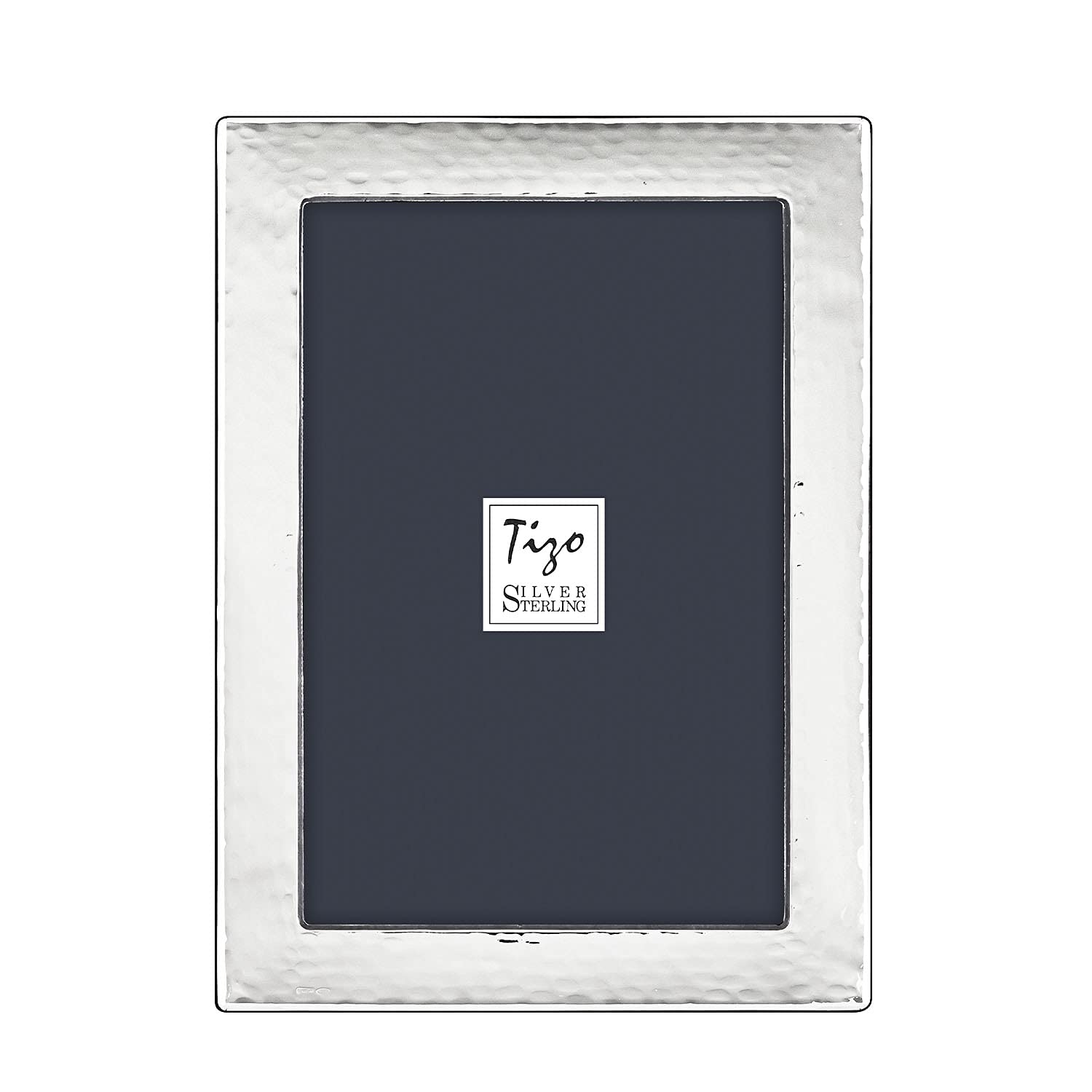 TIZO 5x7 Hammered Silver Decorative Picture Frame - Premium 925 Sterling Silver Photo Frame for Wall Display | Perfect for Wedding Photos, Family Portraits & Home Decor